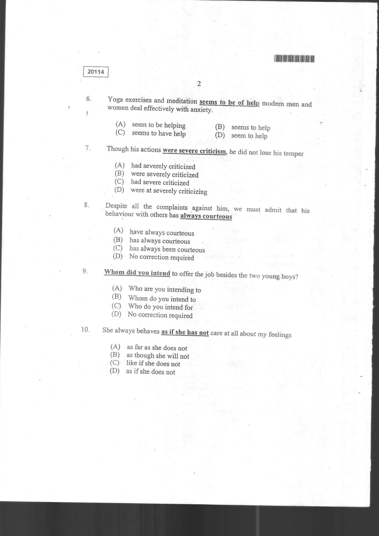 CUSAT CAT 2024 BBA & LLB (Hons) Question Paper - Page 4