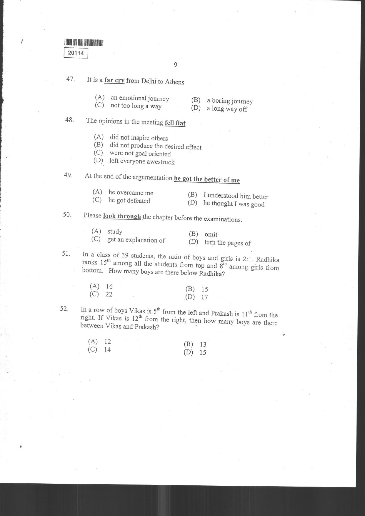 CUSAT CAT 2024 BBA & LLB (Hons) Question Paper - Page 11