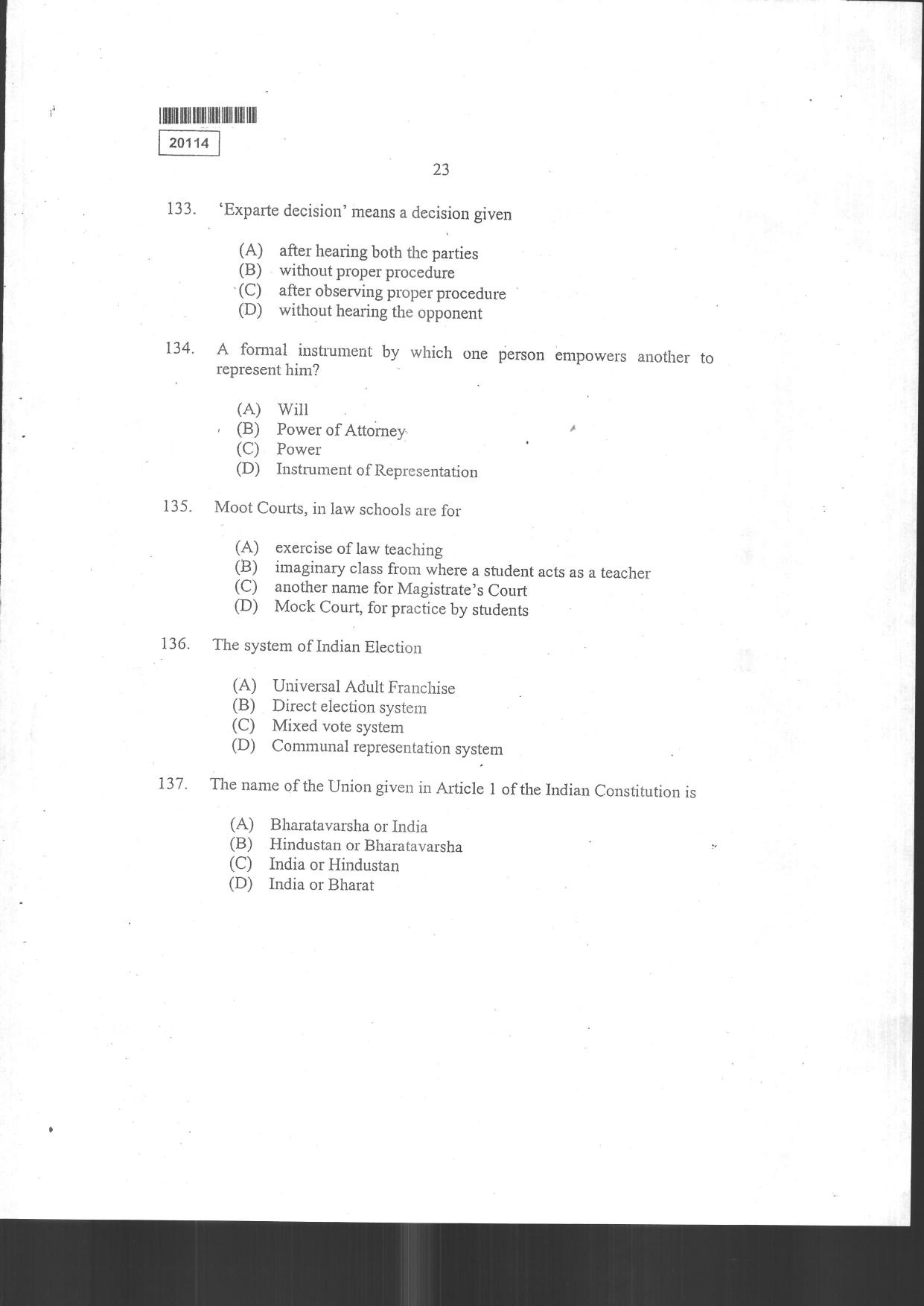 CUSAT CAT 2024 BBA & LLB (Hons) Question Paper - Page 25