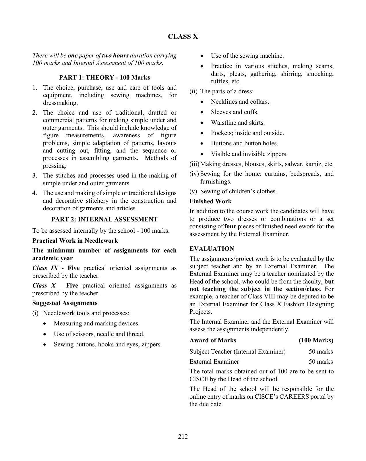 ICSE Fashion Designing Syllabus 2026 - Page 2