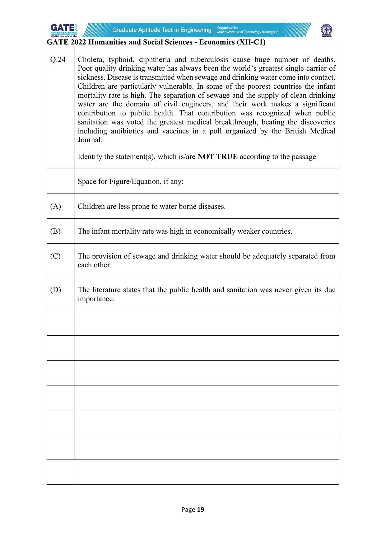 GATE 2022 Humanities & Social Sciences (XH) Question Paper - Page 19