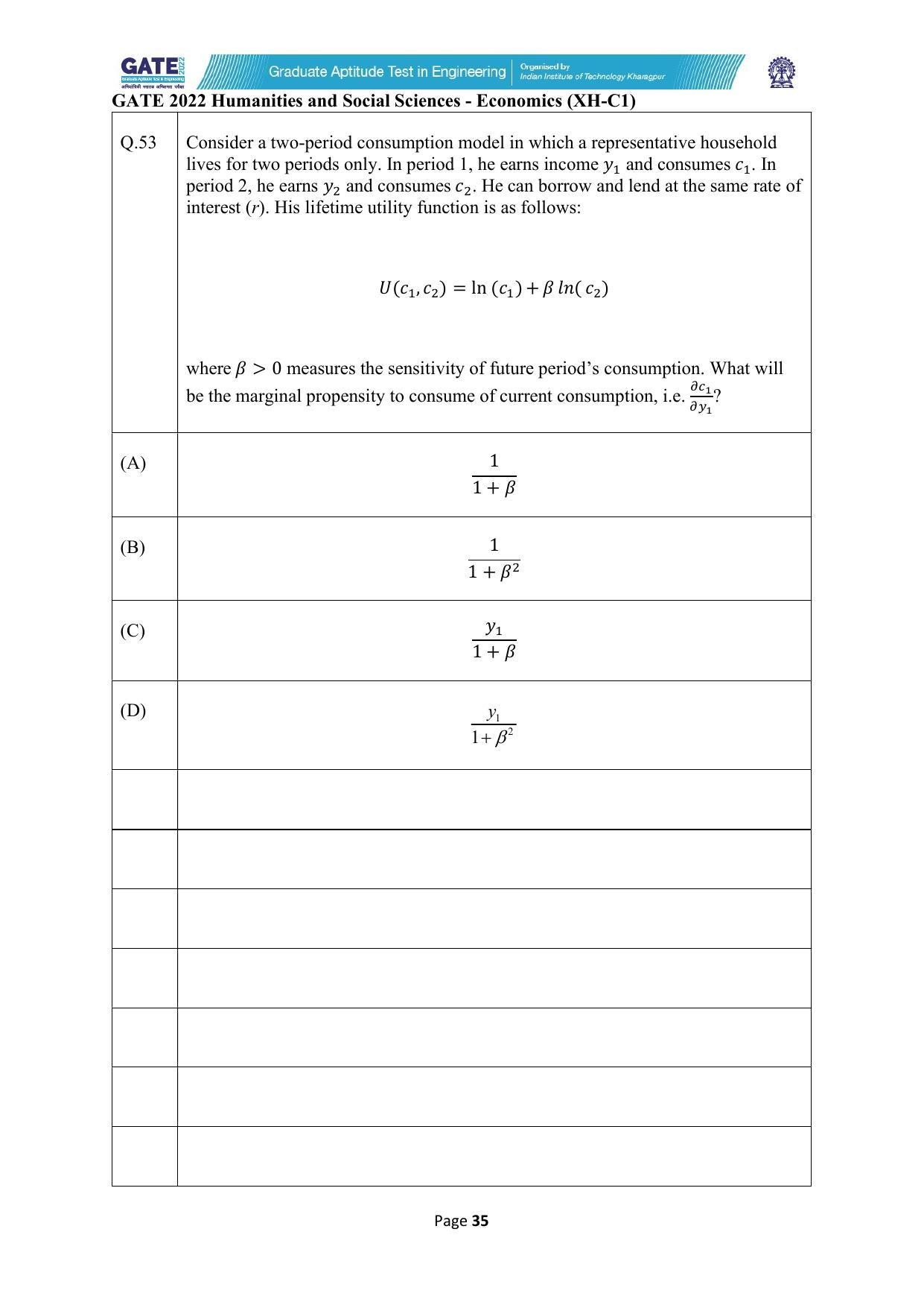 GATE 2022 Humanities & Social Sciences (XH) Question Paper - Page 35