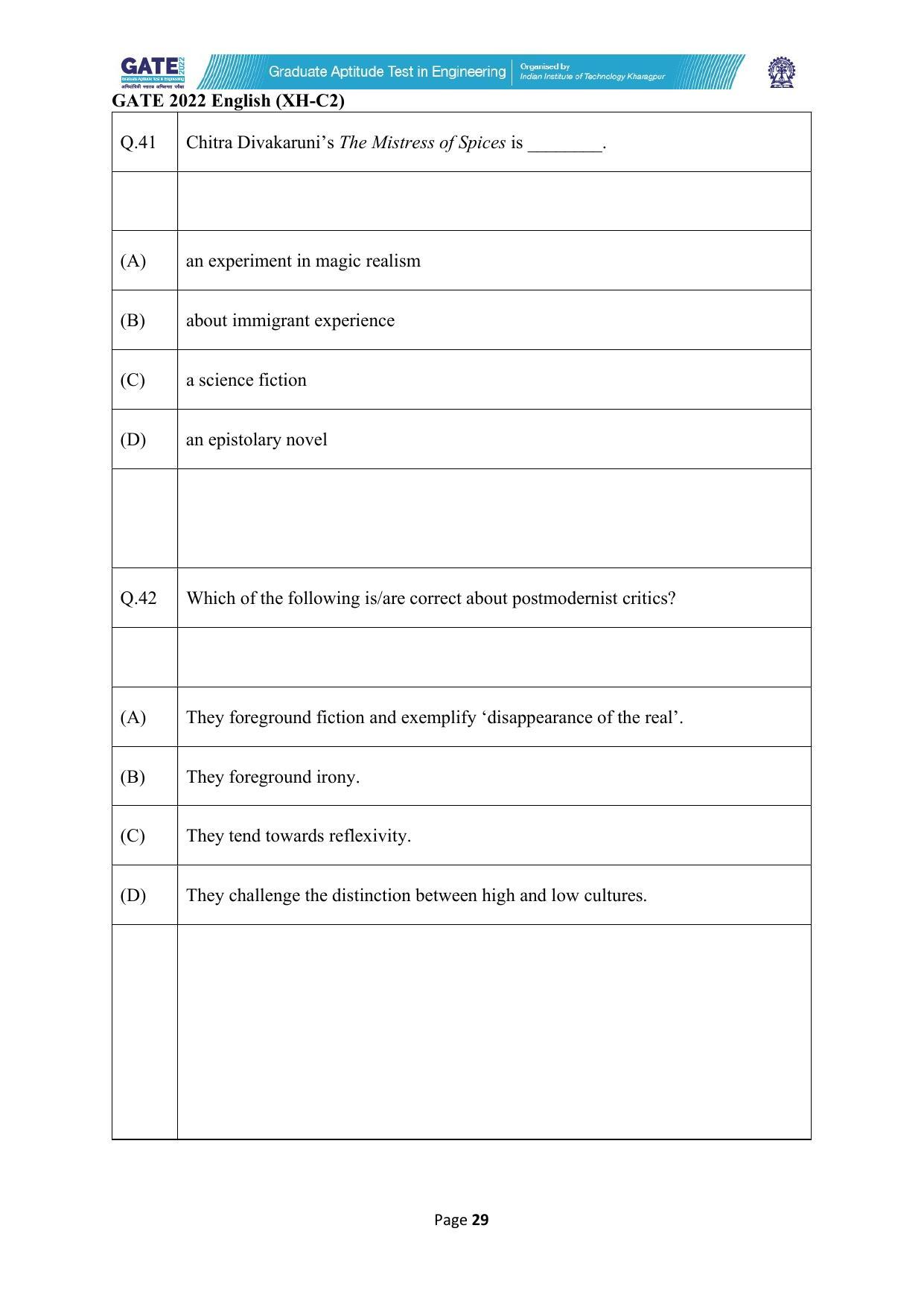 GATE 2022 Humanities & Social Sciences (XH) Question Paper - Page 73