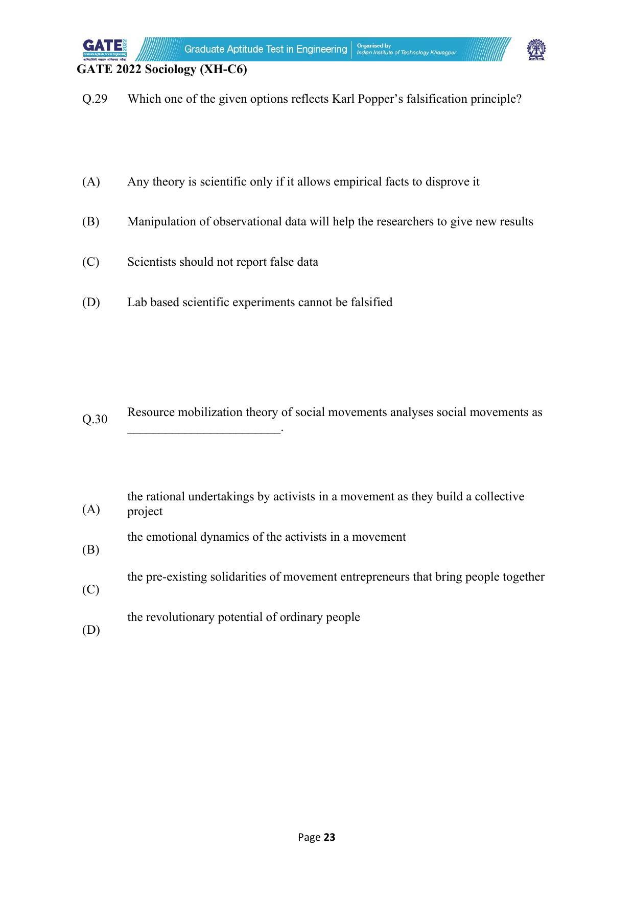 GATE 2022 Humanities & Social Sciences (XH) Question Paper - Page 240