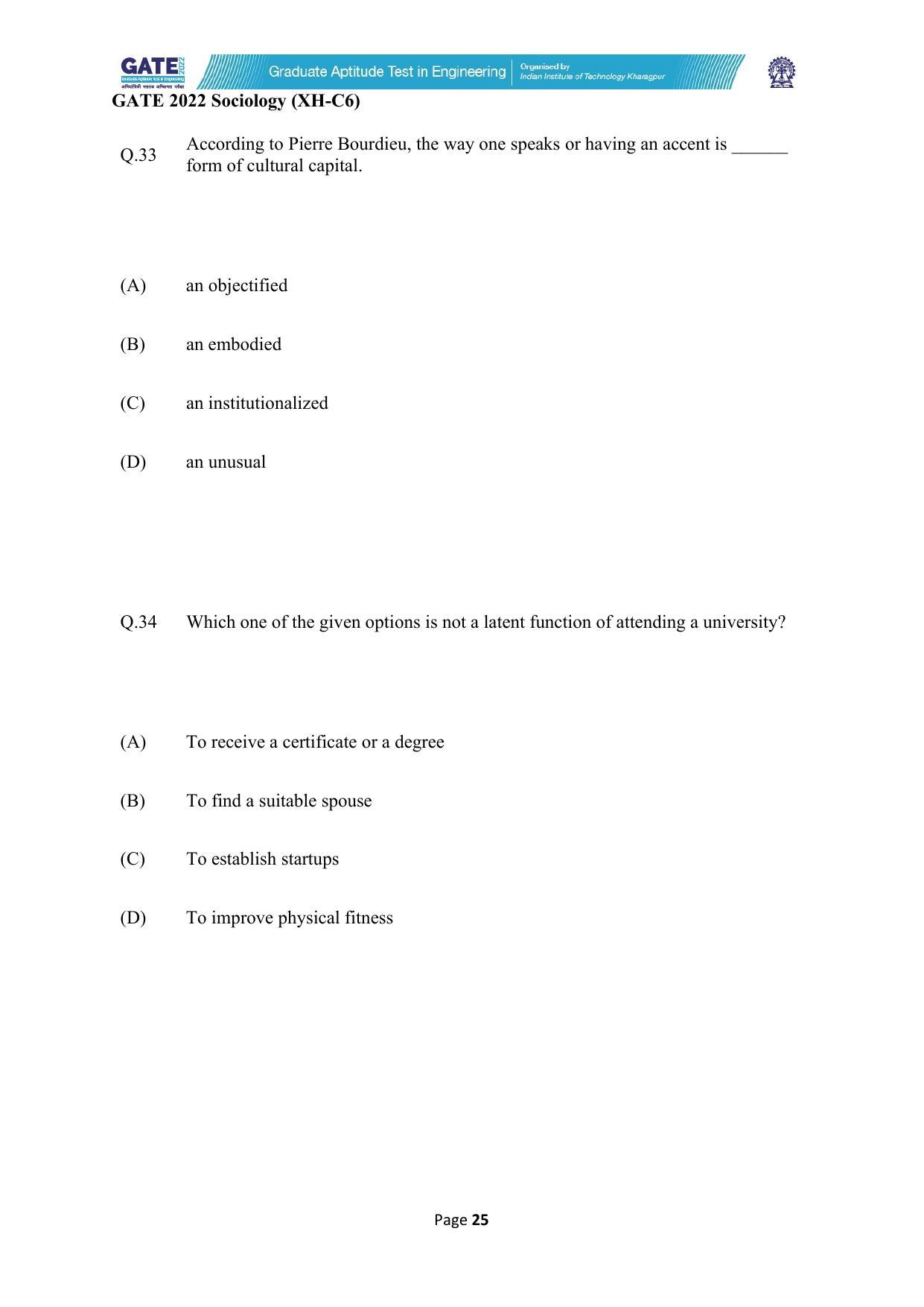 GATE 2022 Humanities & Social Sciences (XH) Question Paper - Page 242