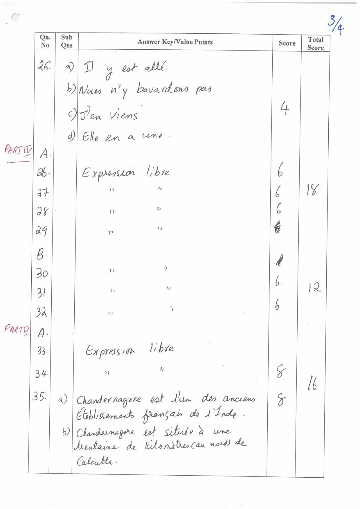 Kerala Plus Two (Class 12th)  Answer Key 2022 - French - Page 3