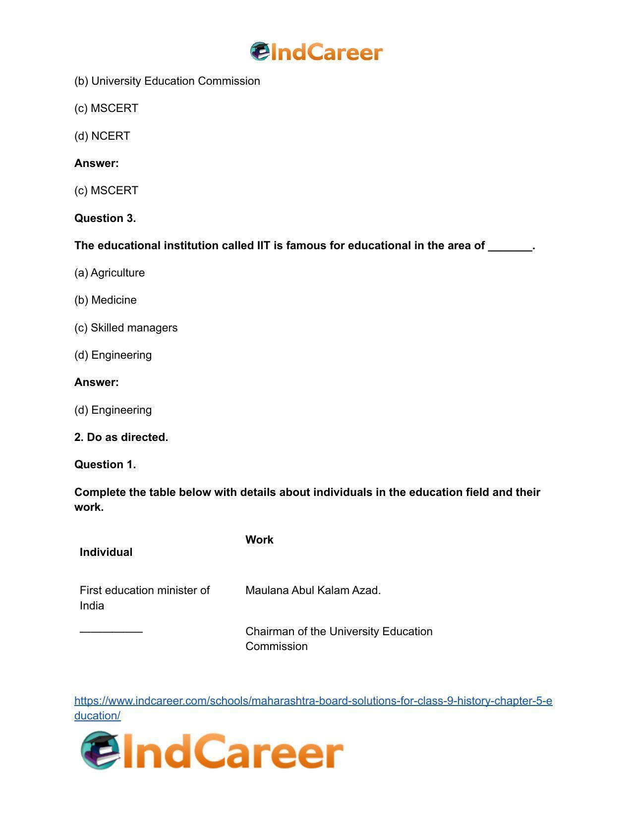 Maharashtra Board Solutions for Class 9- History: Chapter 5- Education - Page 3