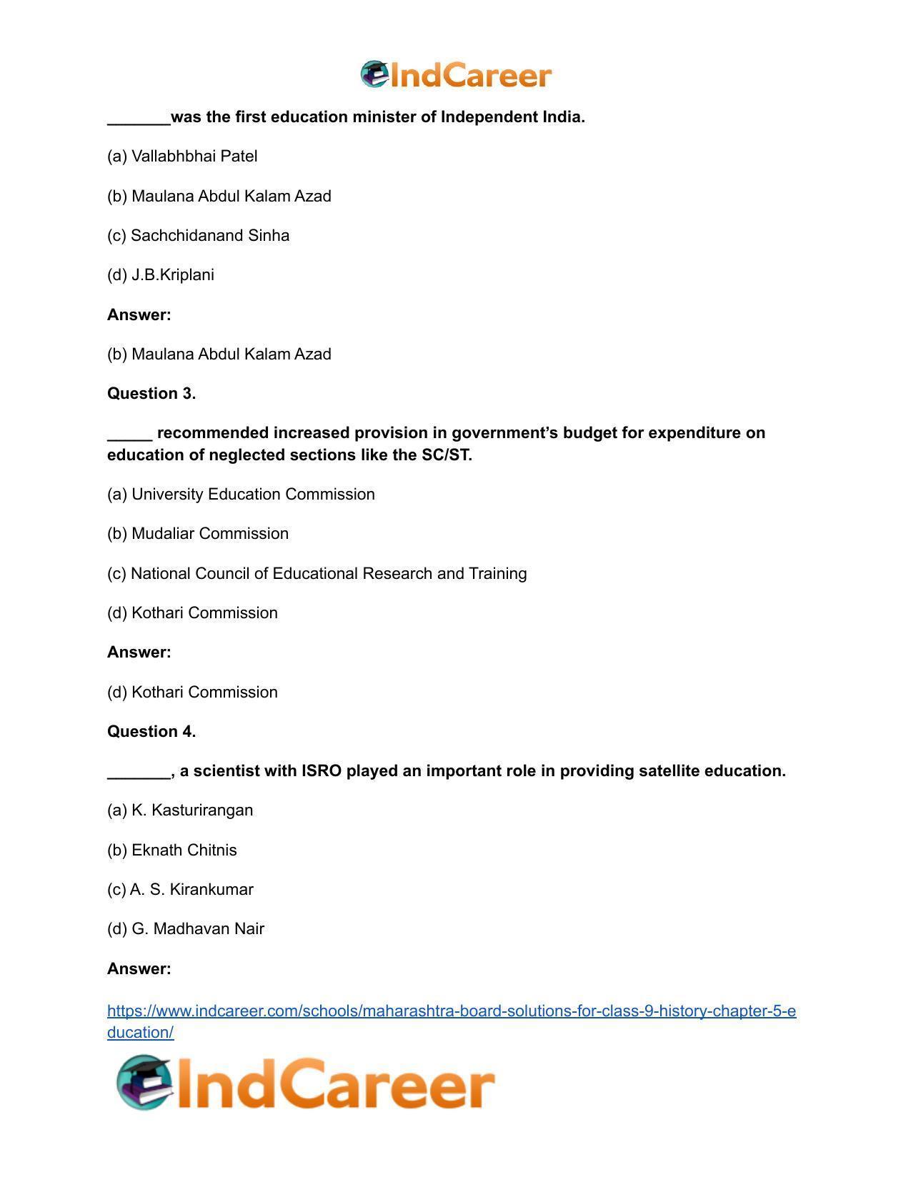 Maharashtra Board Solutions for Class 9- History: Chapter 5- Education - Page 11