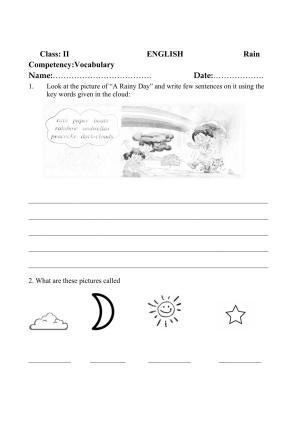 Worksheet for Class 2 English Assignment 37 Rain