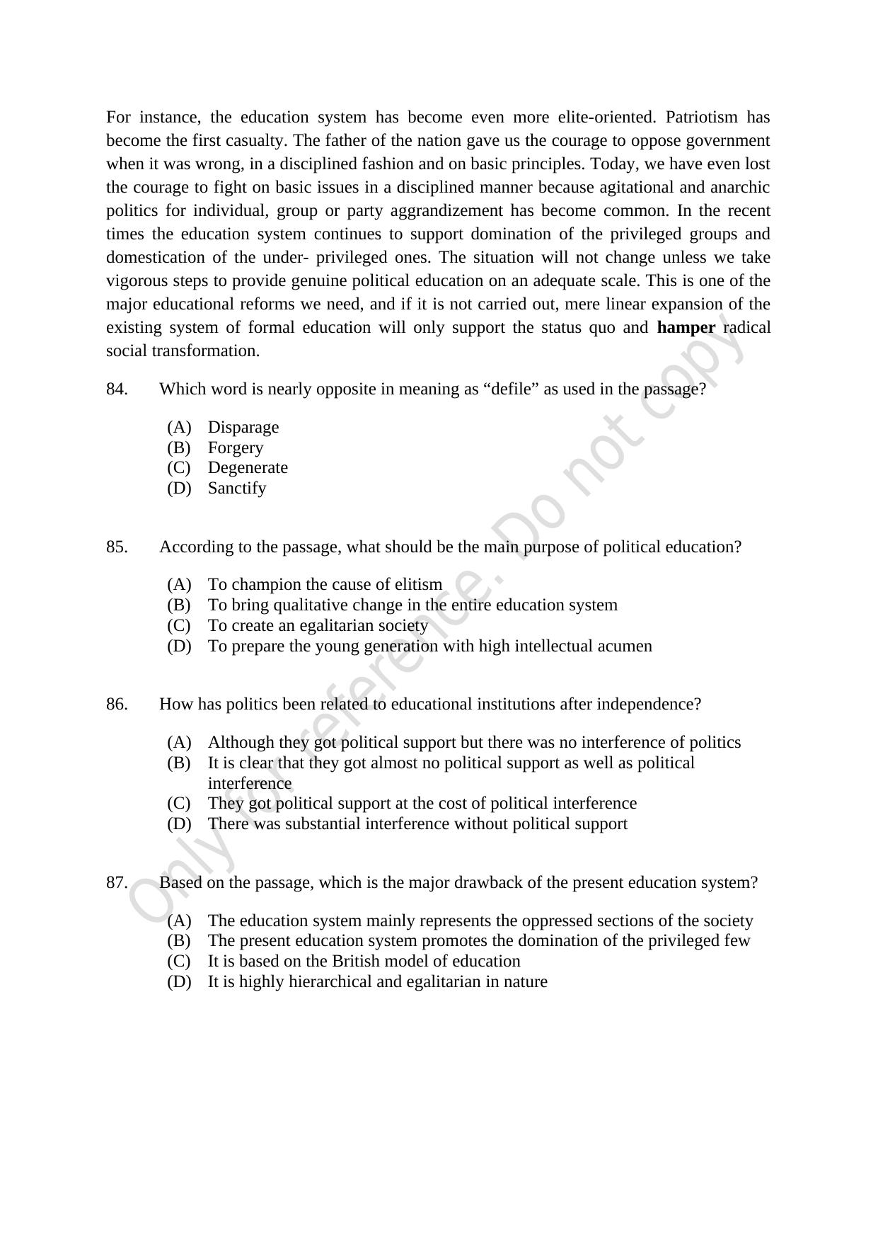 CUSAT CAT 2021 M.Voc Technology And Management Question Paper - Page 22