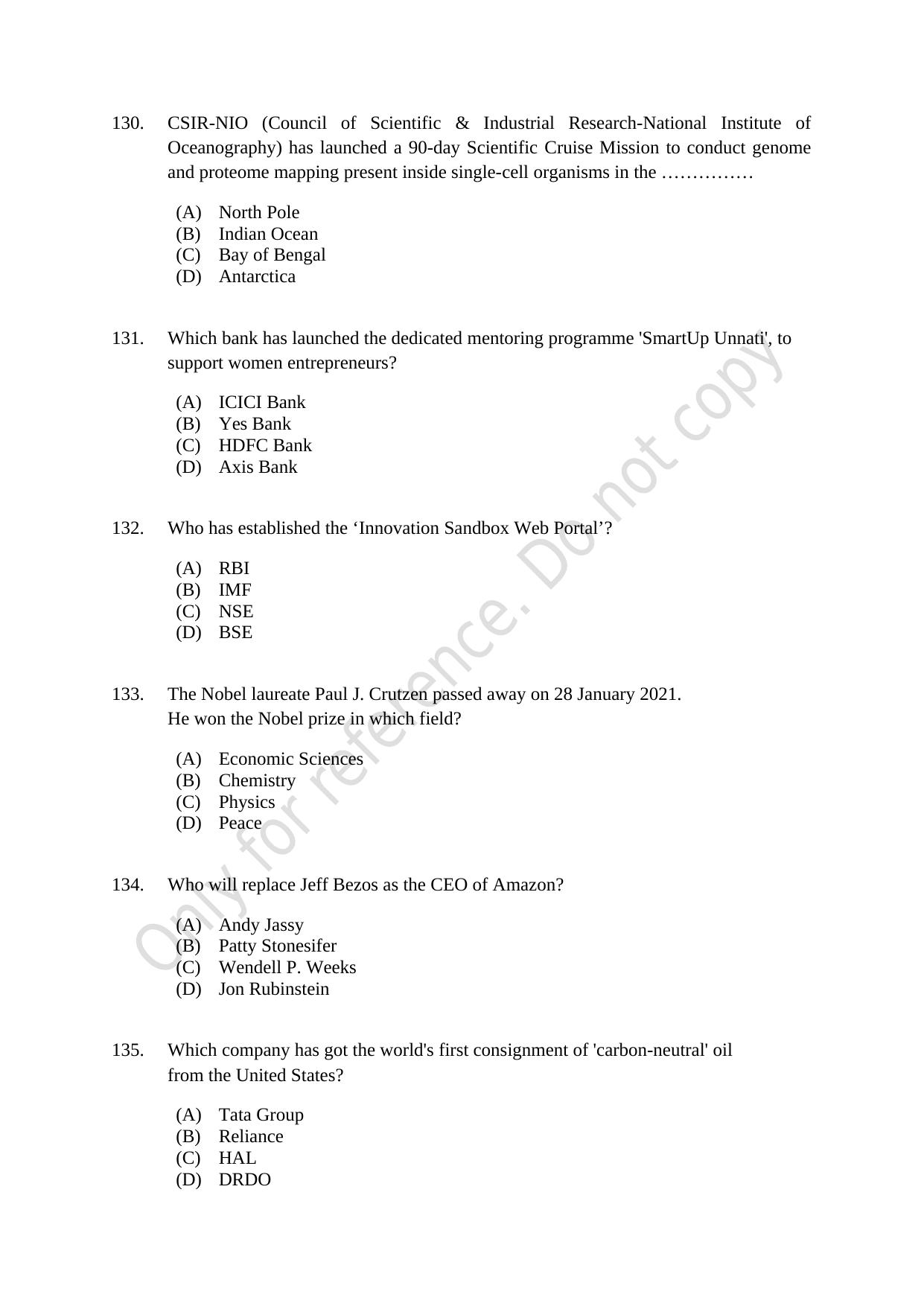 CUSAT CAT 2021 M.Voc Technology And Management Question Paper - Page 35