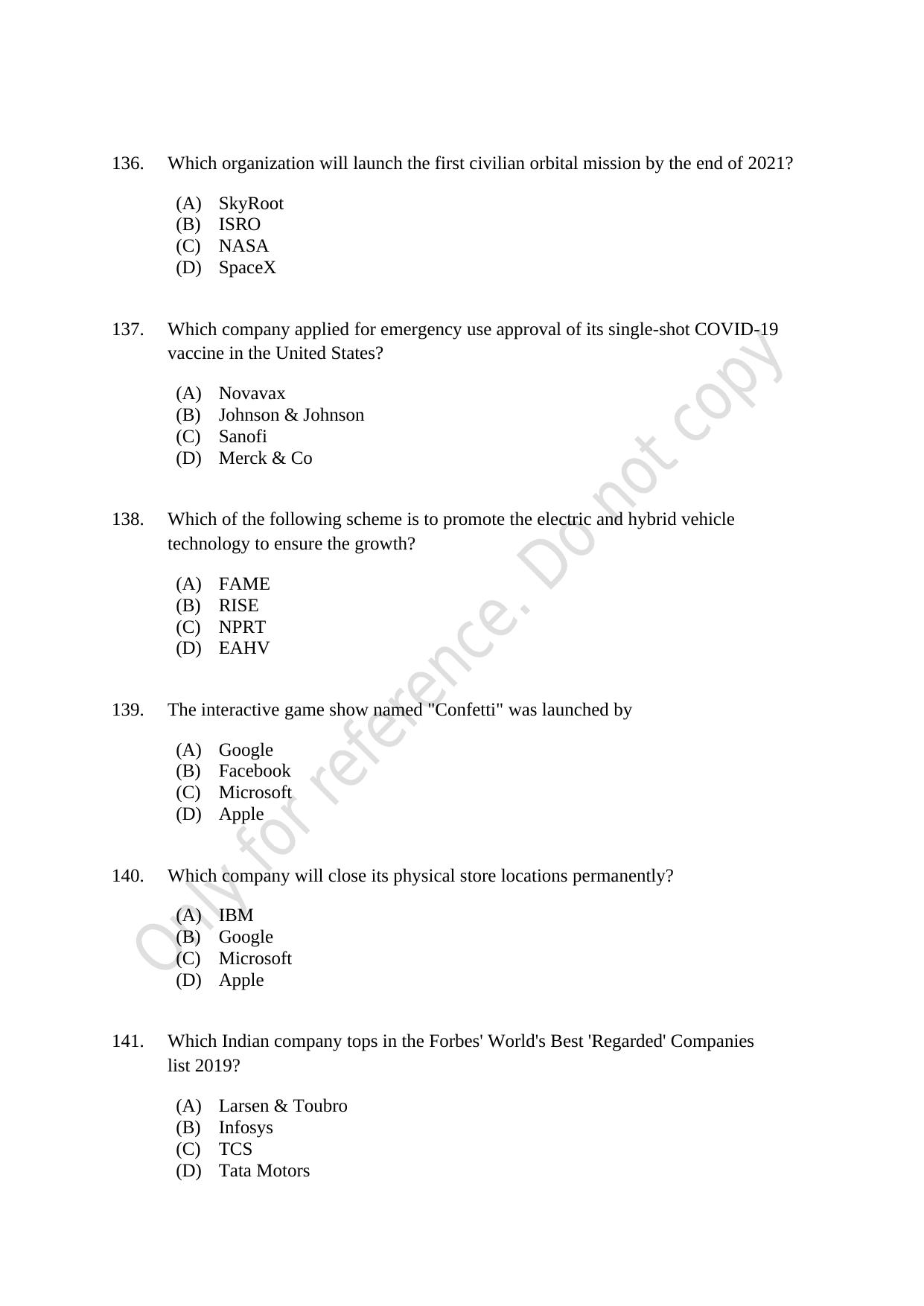 CUSAT CAT 2021 M.Voc Technology And Management Question Paper - Page 36