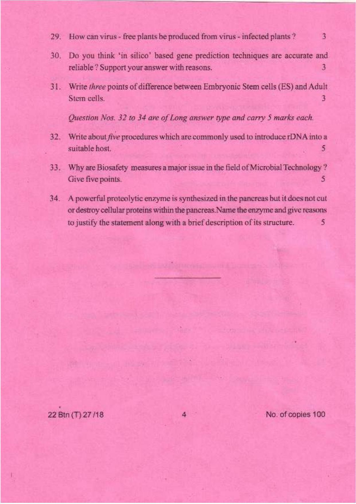 COHSEM Class 12 Biotechnology 2018 Question Papers - Page 4