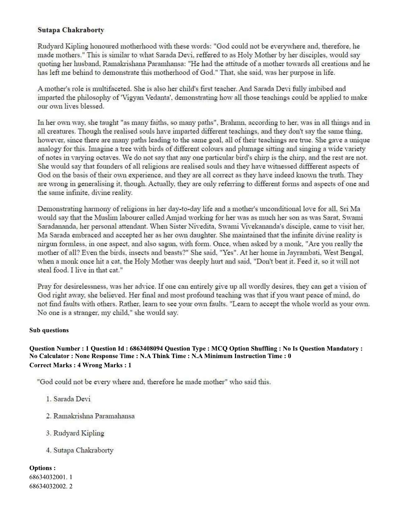 CUET PG 2023: LAQP18 – Khasi (Eng.)-shift 2 (07-06-2023) Question Paper - Page 8