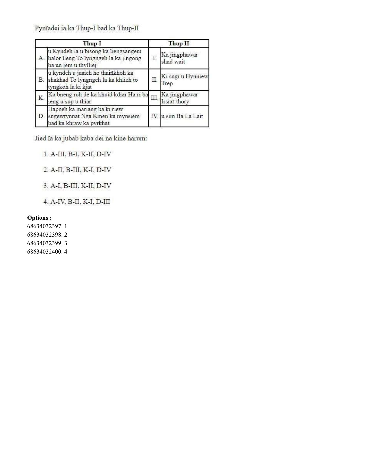 CUET PG 2023: LAQP18 – Khasi (Eng.)-shift 2 (07-06-2023) Question Paper - Page 152