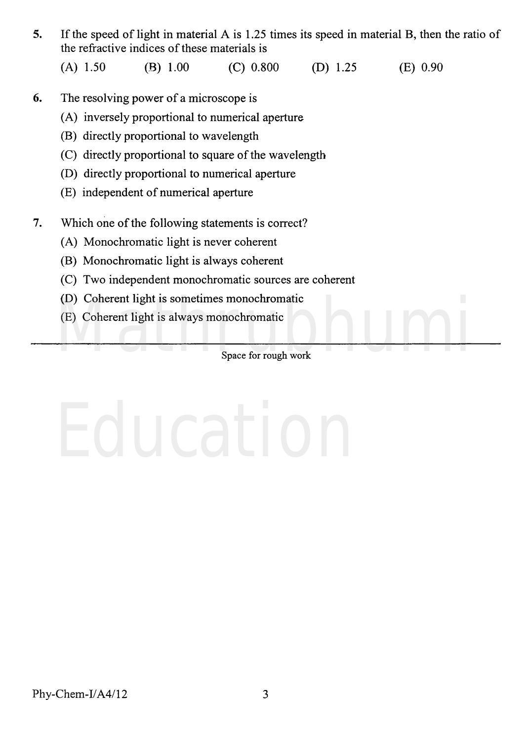 KEAM Paper I 2012 Question Paper - Page 3