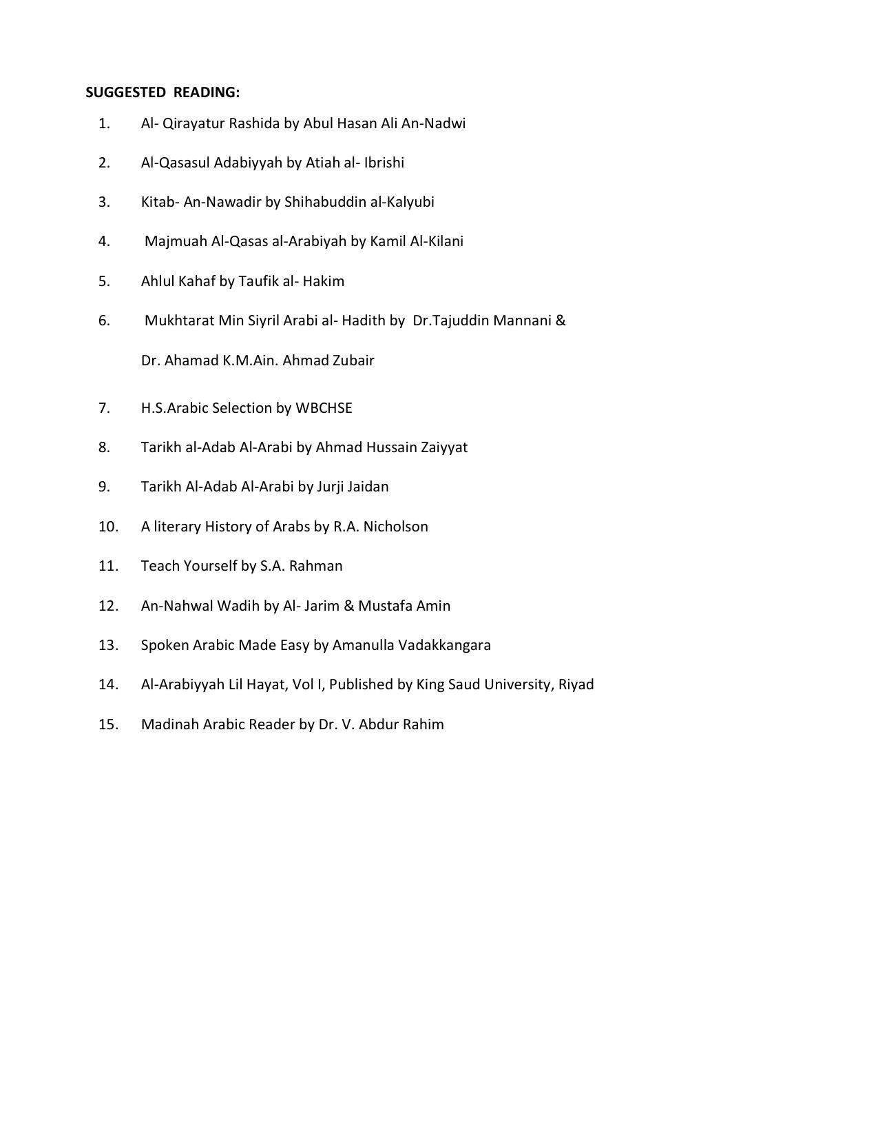 WBCHSE Class 11 & 12 Syllabus for Arabic (ARBC) (SET III) - Page 8