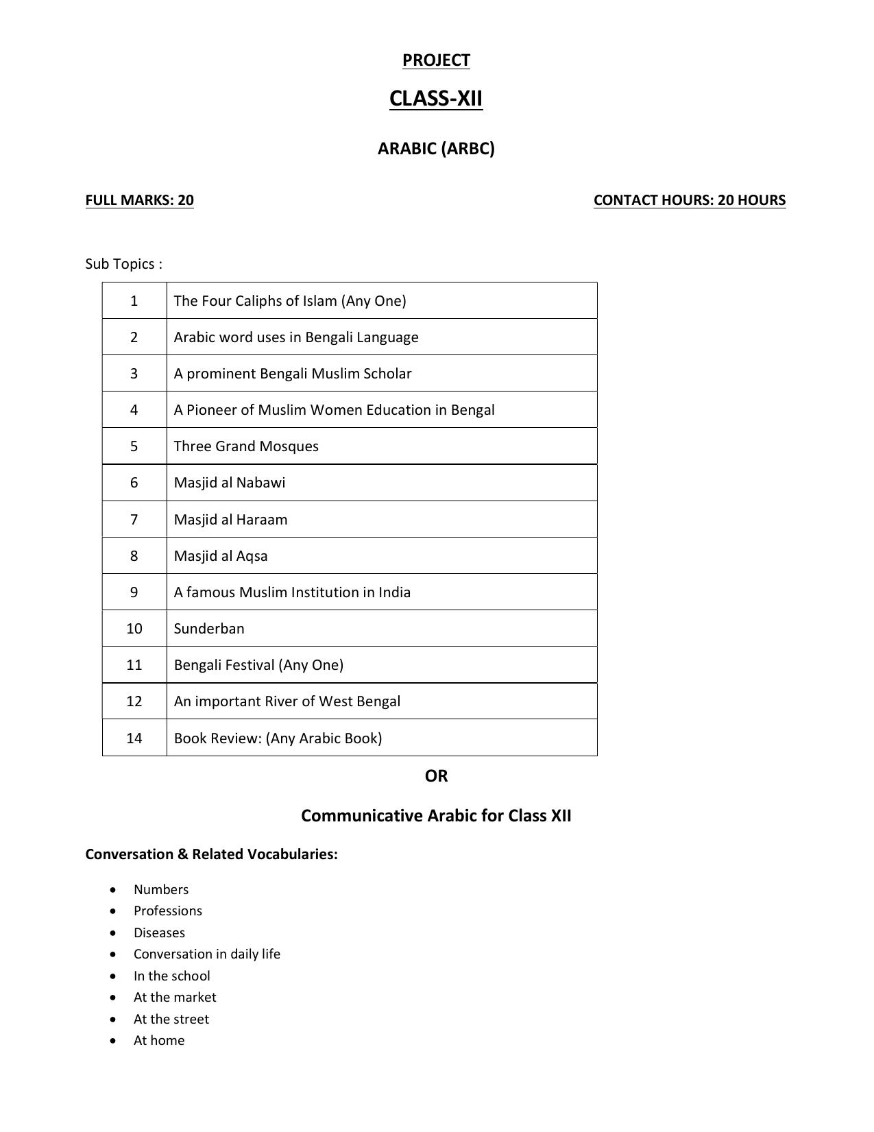 WBCHSE Class 11 & 12 Syllabus for Arabic (ARBC) (SET III) - Page 14