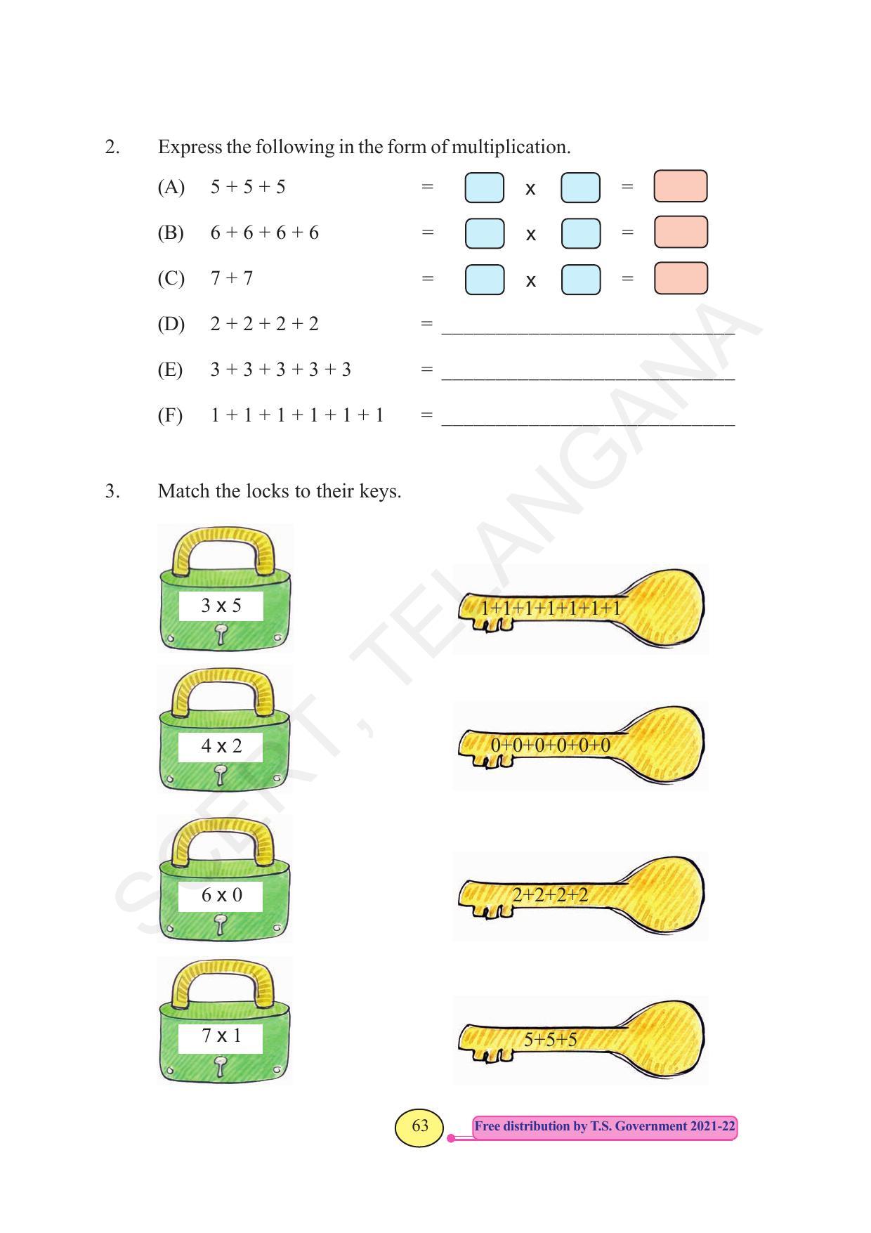 TS SCERT Class 3 Maths  (English Medium) Text Book - Page 71