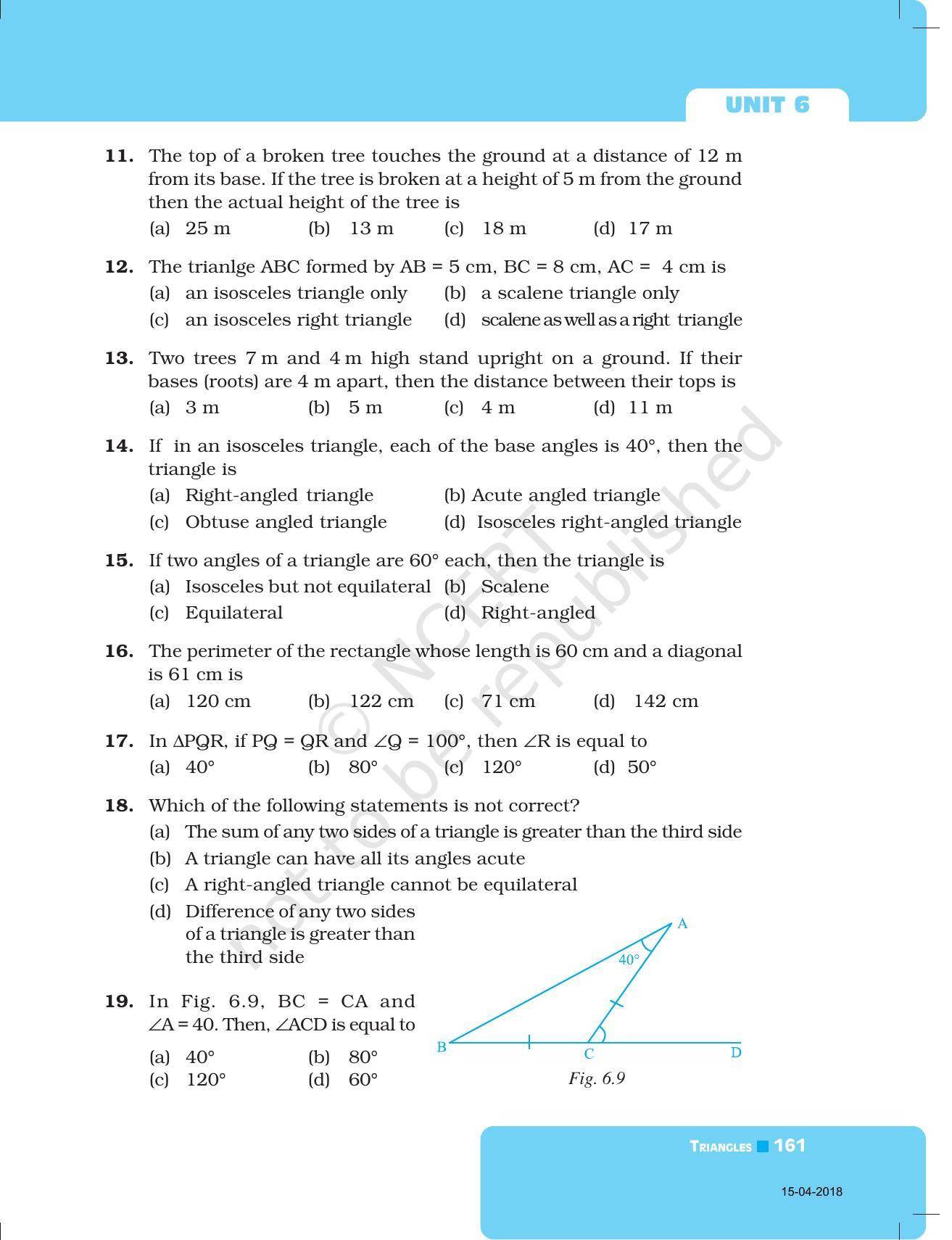 NCERT Exemplar Book for Class 7 Maths: Chapter 6- Triangles - Page 9