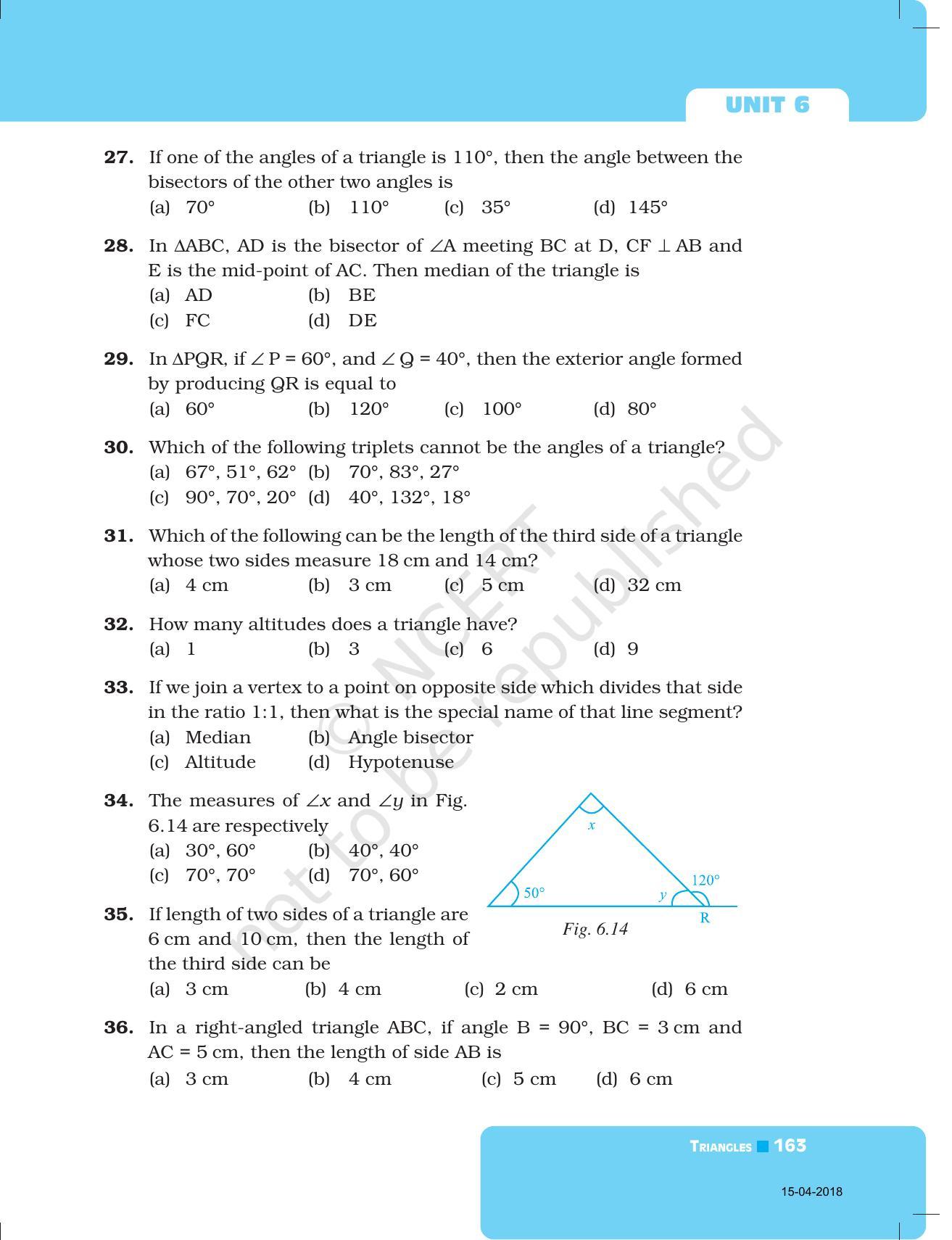 NCERT Exemplar Book for Class 7 Maths: Chapter 6- Triangles - Page 11