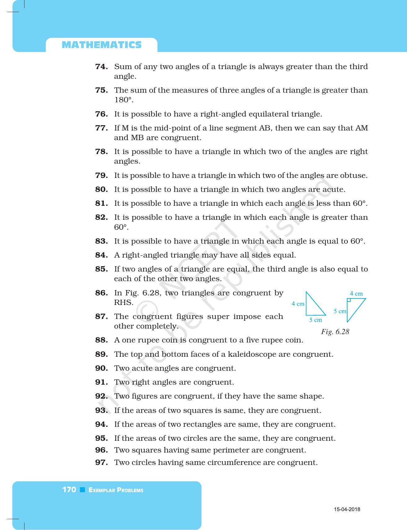 NCERT Exemplar Book for Class 7 Maths: Chapter 6- Triangles - Page 18
