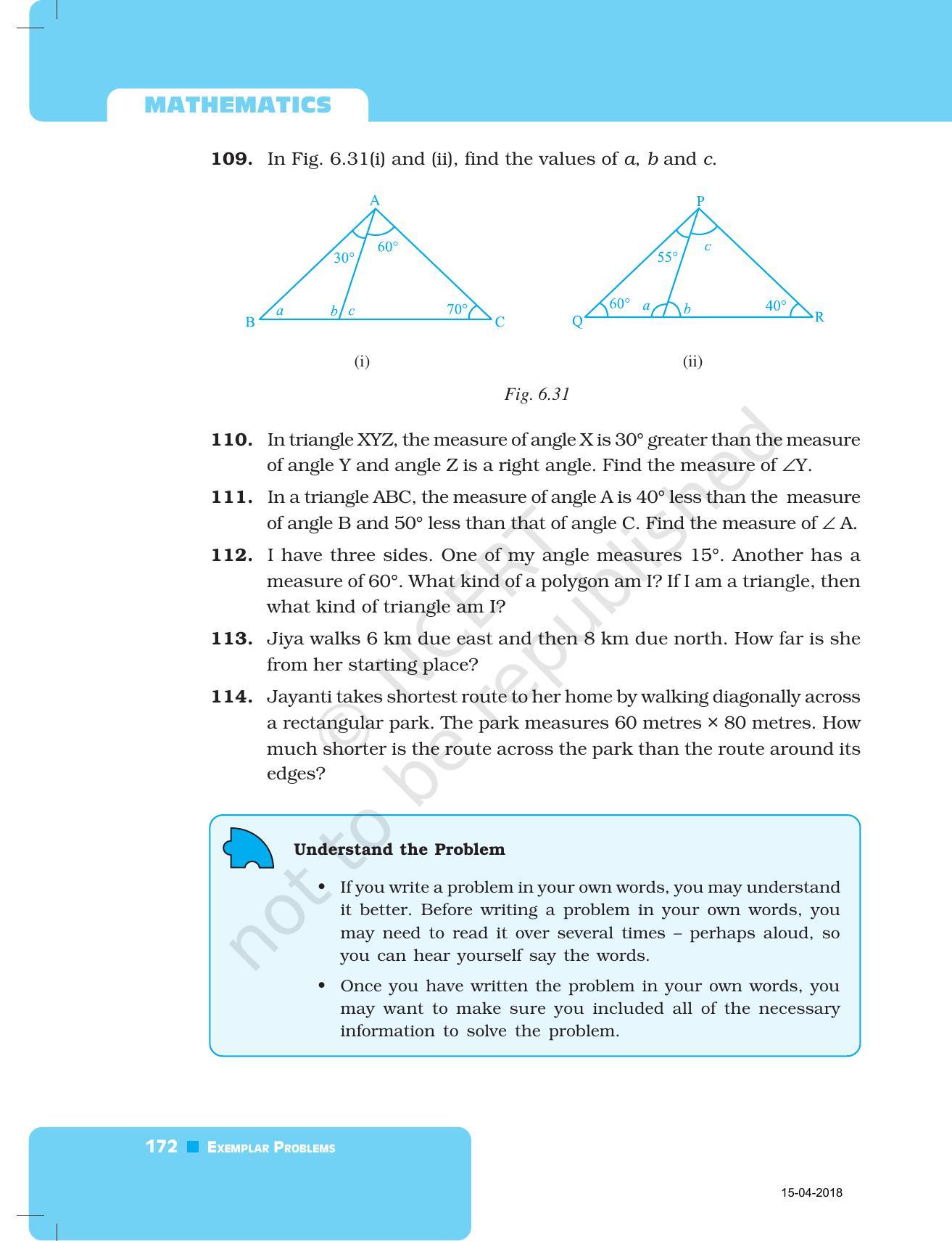 NCERT Exemplar Book for Class 7 Maths: Chapter 6- Triangles - Page 20