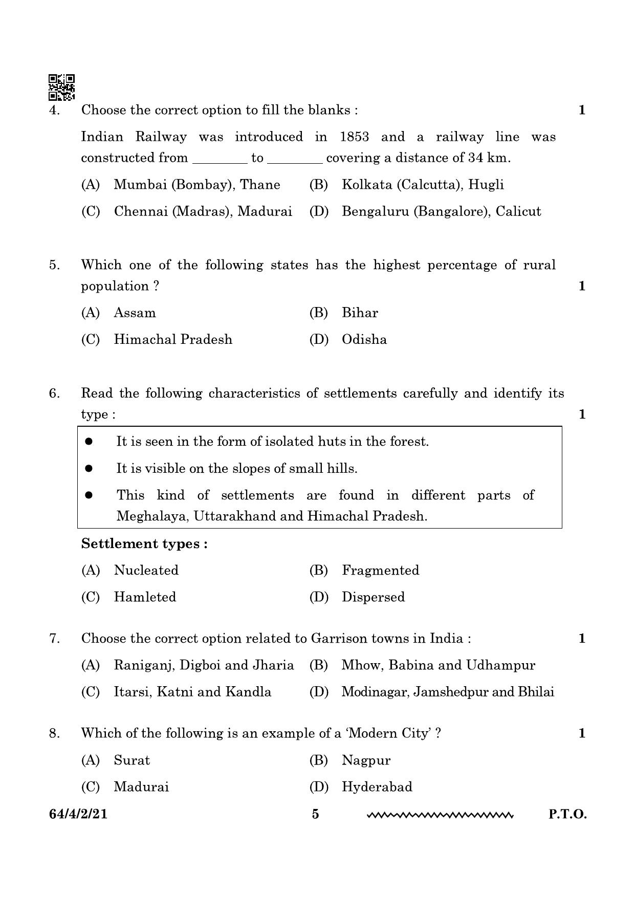 CBSE Class 12 64-4-2 Geography 2024 Question Paper - Page 5
