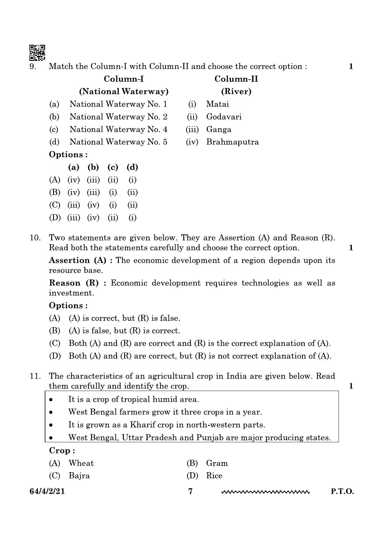 CBSE Class 12 64-4-2 Geography 2024 Question Paper - Page 7