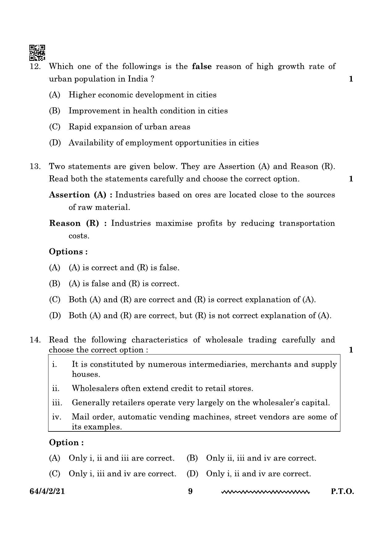 CBSE Class 12 64-4-2 Geography 2024 Question Paper - Page 9