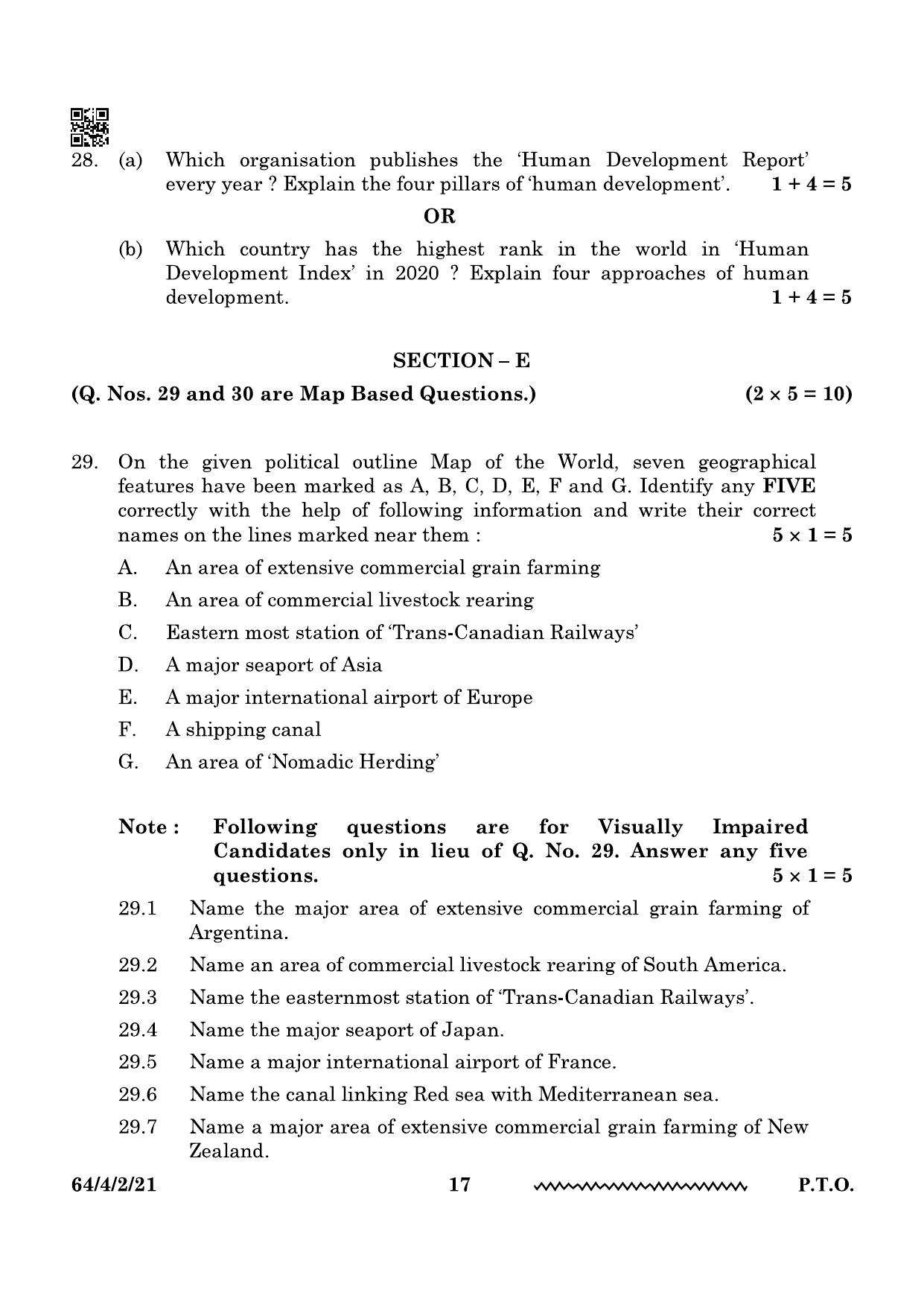 CBSE Class 12 64-4-2 Geography 2024 Question Paper - Page 17