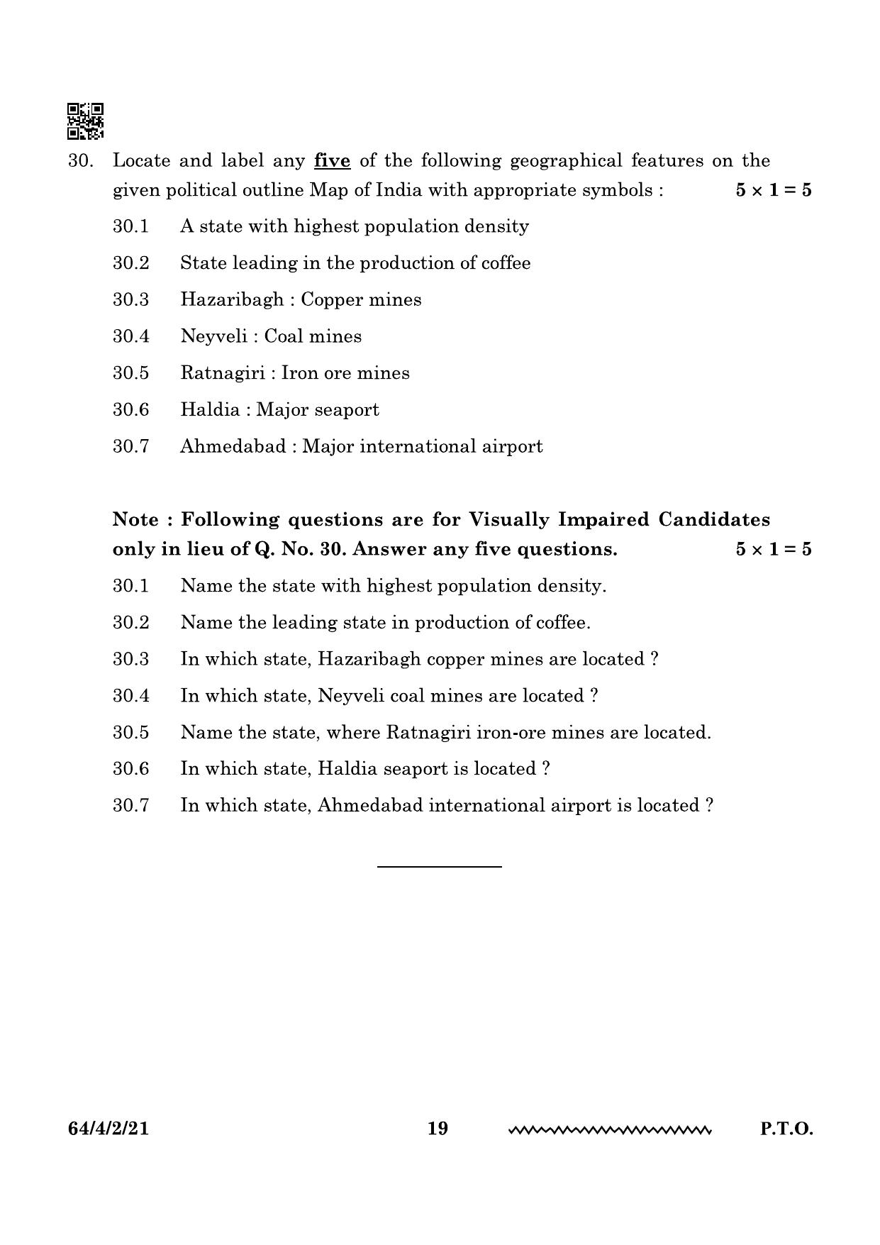 CBSE Class 12 64-4-2 Geography 2024 Question Paper - Page 19