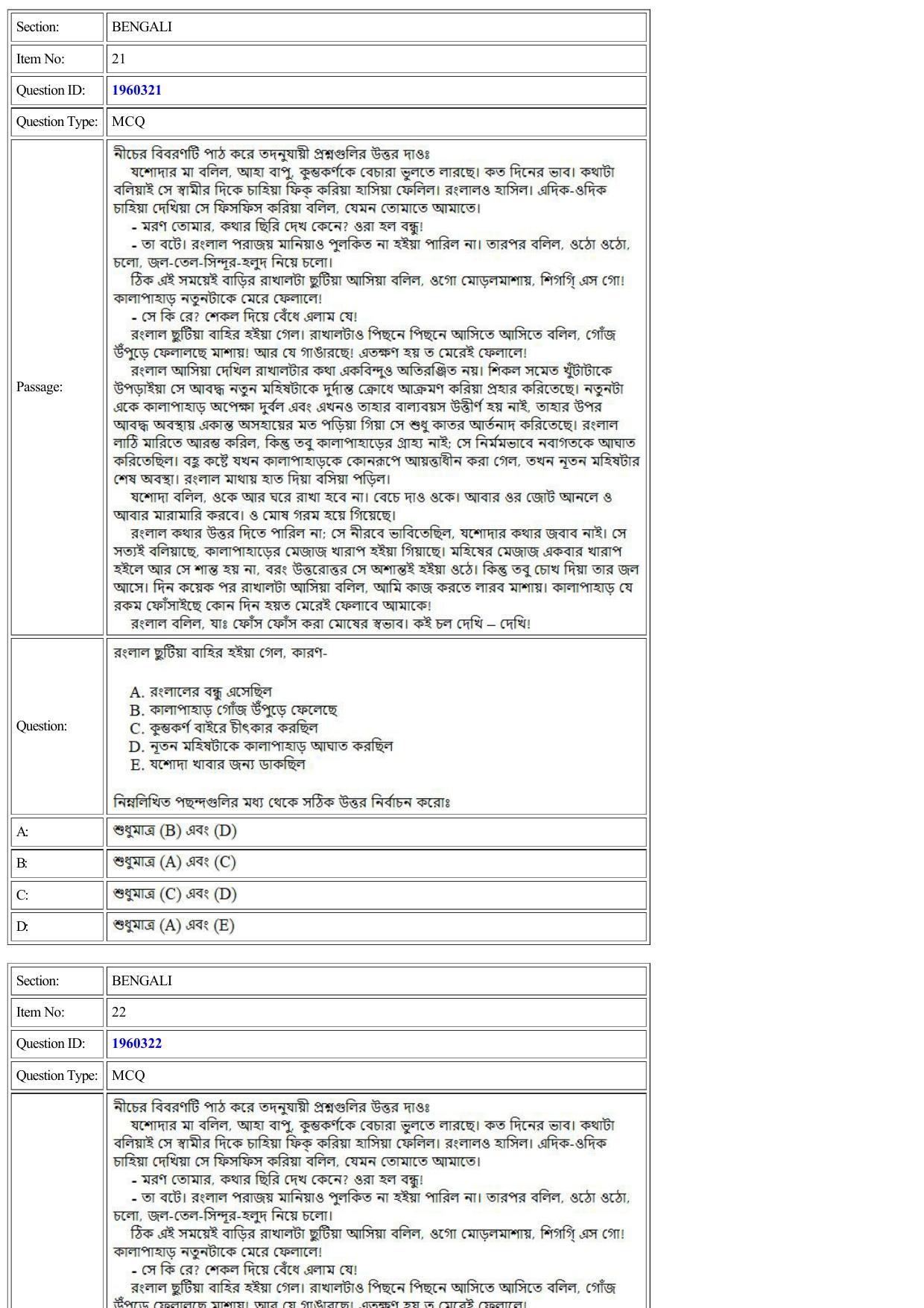 CUET 2022 Question Paper of Bengali - Page 14