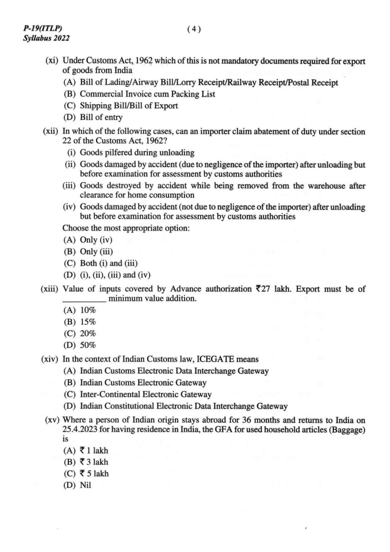 ICMAI Final December 2023 Question Paper - Indirect Tax Laws & Practice - Page 4