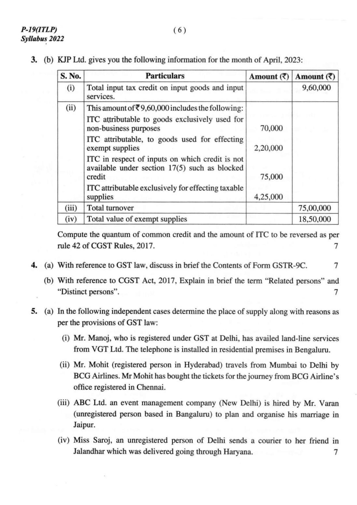 ICMAI Final December 2023 Question Paper - Indirect Tax Laws & Practice - Page 6