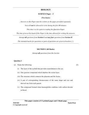 ISC Class 12 2019 Science Paper III Question Paper