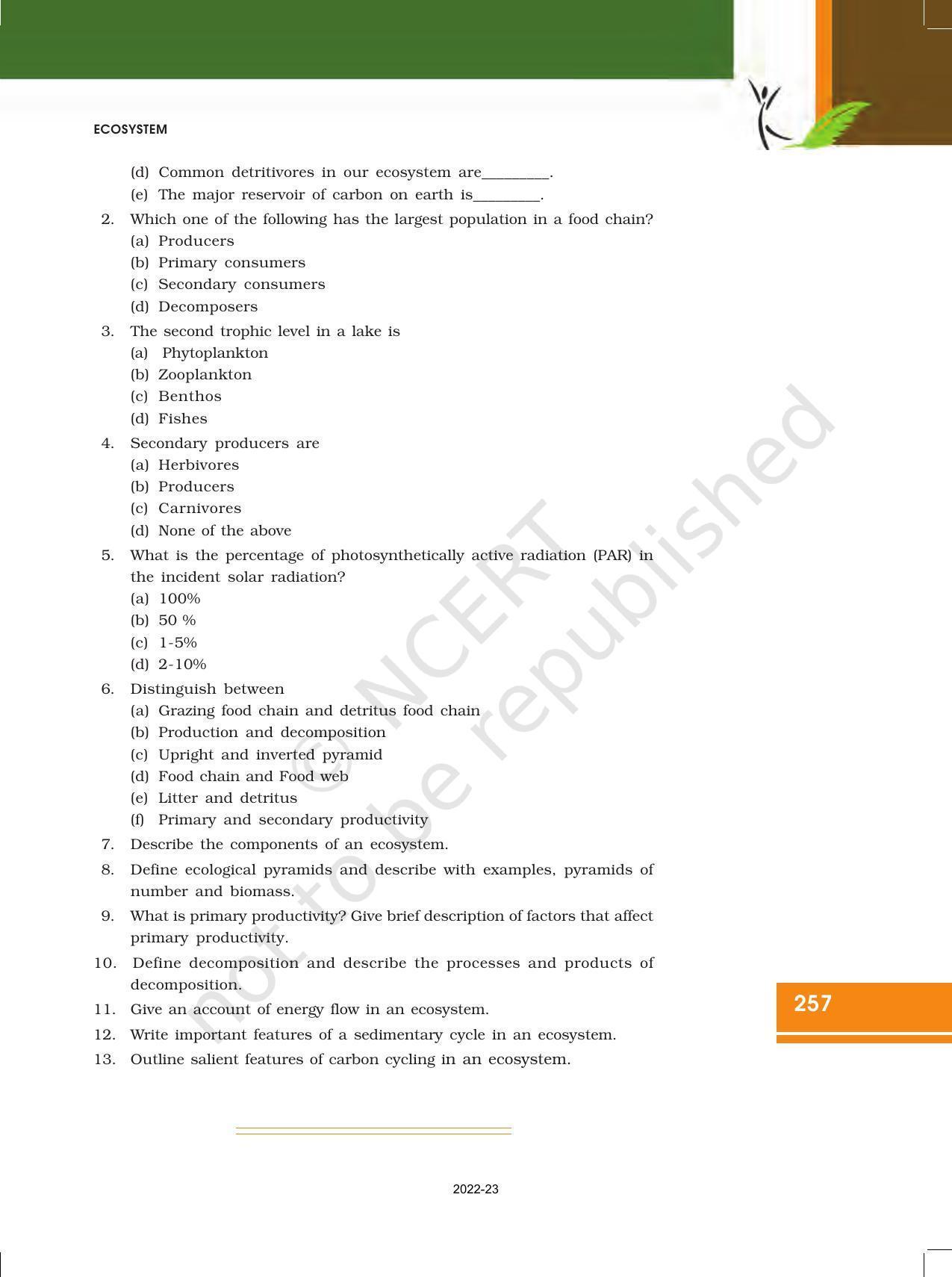 NCERT Book for Class 12 Biology Chapter 14 Ecosystem - Page 17