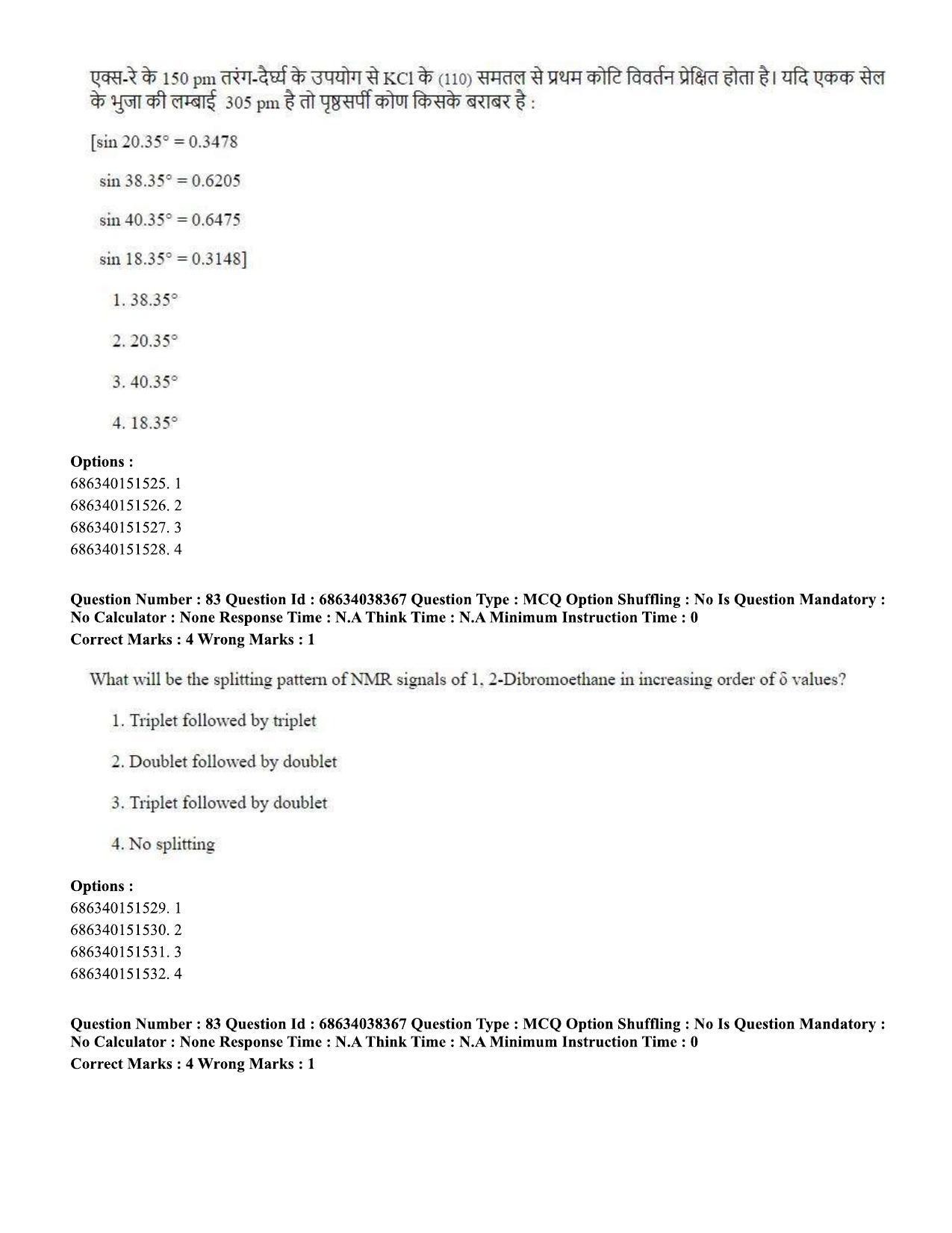 CUET PG 2023: SCQP08 – Chemistry (Hin) - Shift 2 (25-06-2023) Question Paper - Page 88