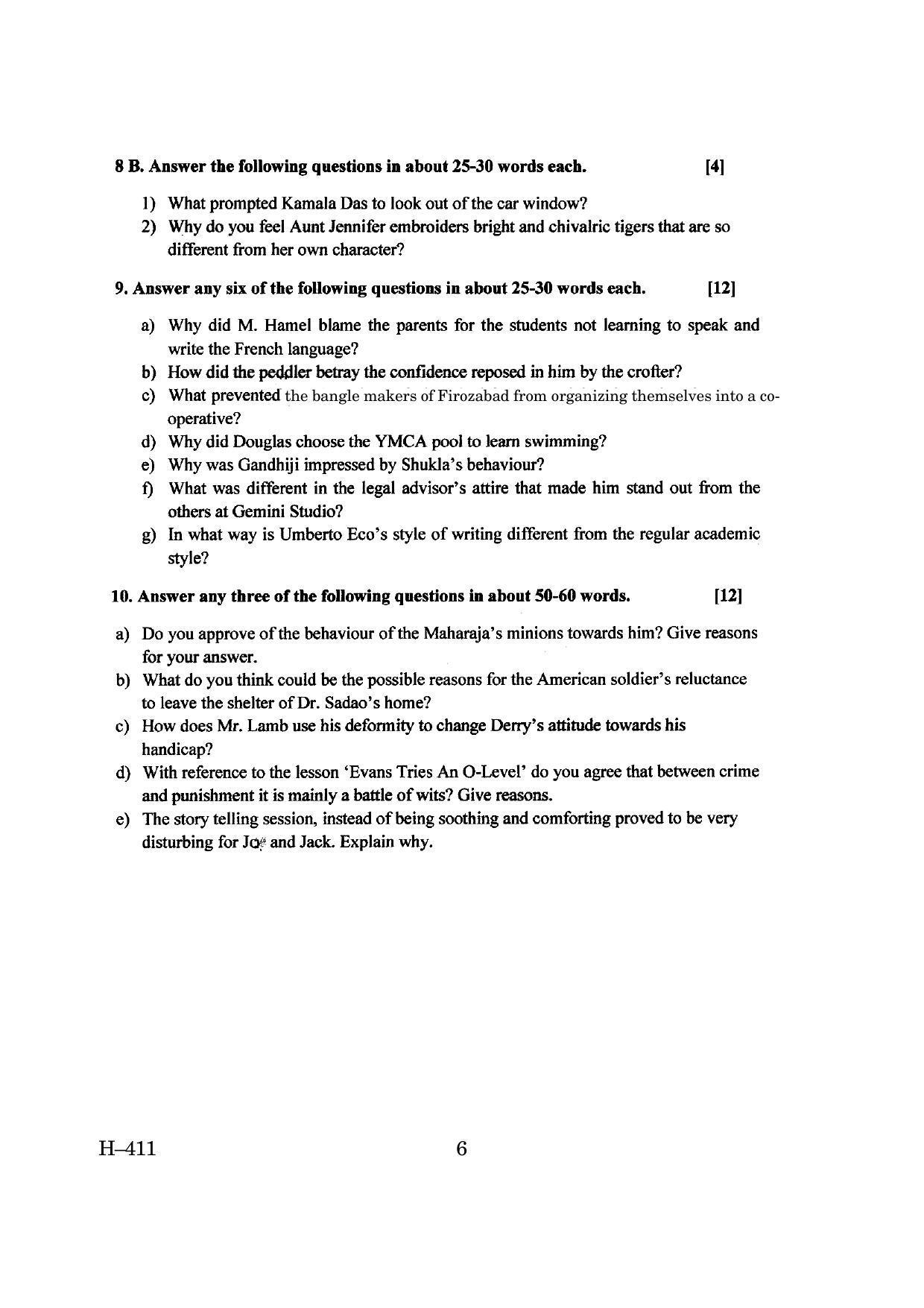 Goa Board Class 12 English I  2019 (June 2019) Question Paper - Page 6