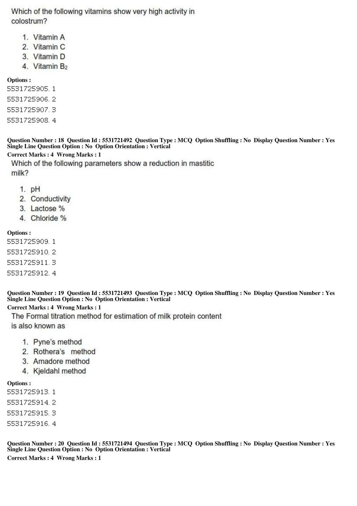 ICAR AIEEA PG 2019 DAIRY SCIENCE Question Paper - Page 7