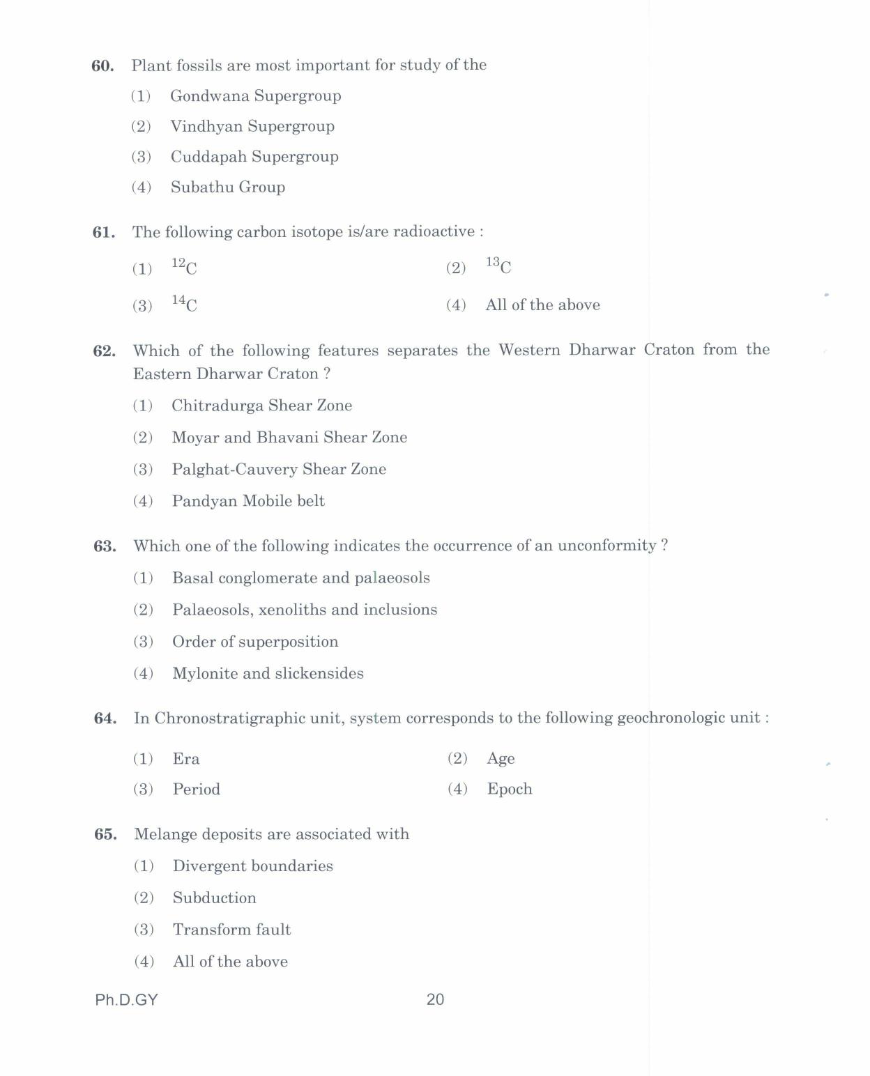IGNOU PhD Entrance Test Ph.D. In Geology 2017 Question Paper - Page 20