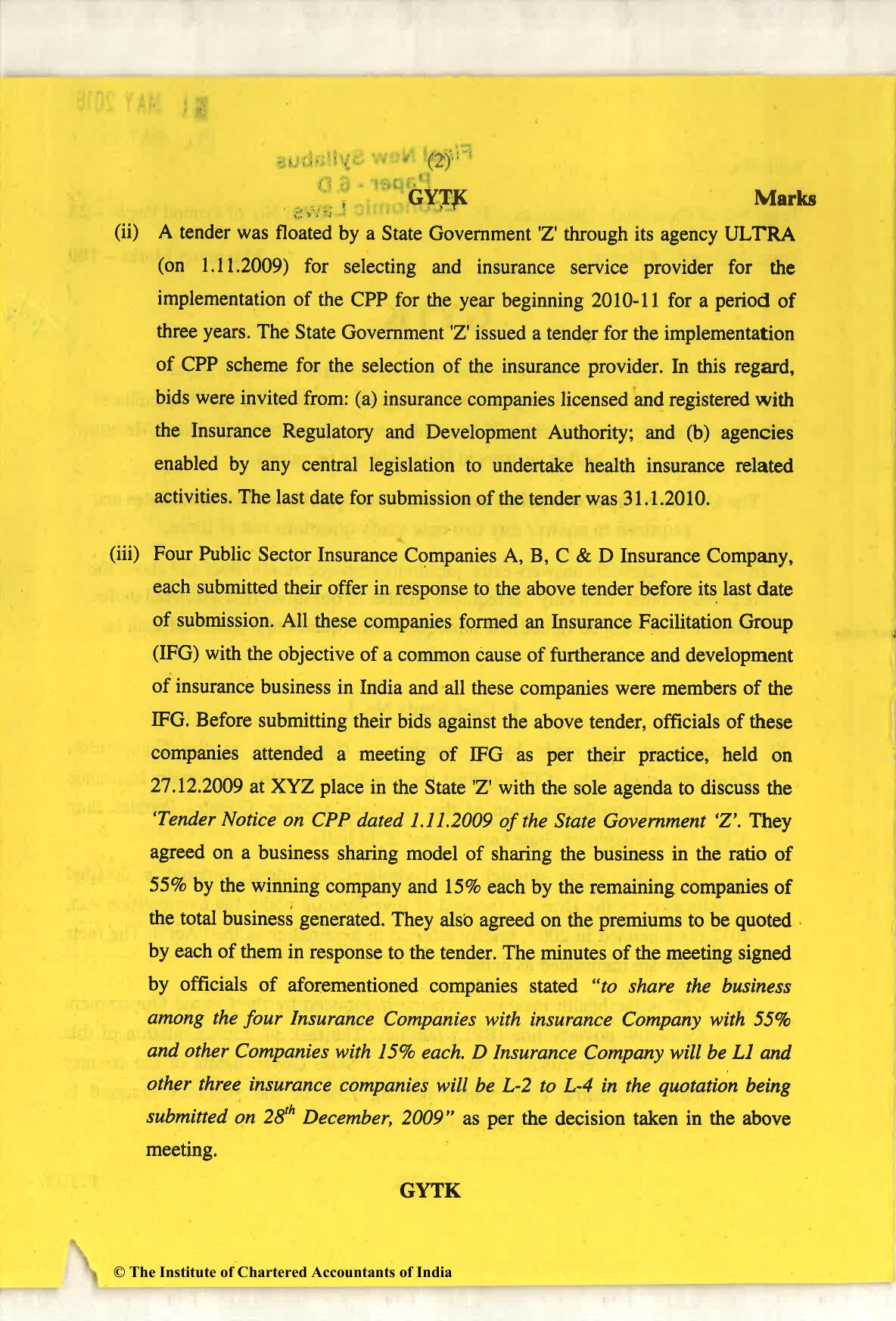 CA Final May 2018 Question Paper - Paper 6D – Economic Laws - Page 2