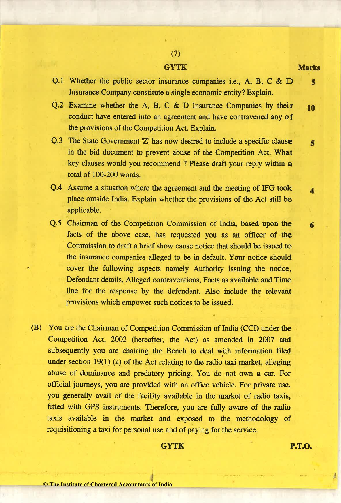 CA Final May 2018 Question Paper - Paper 6D – Economic Laws - Page 7