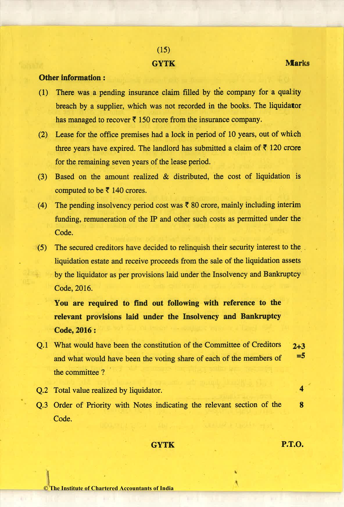 CA Final May 2018 Question Paper - Paper 6D – Economic Laws - Page 15