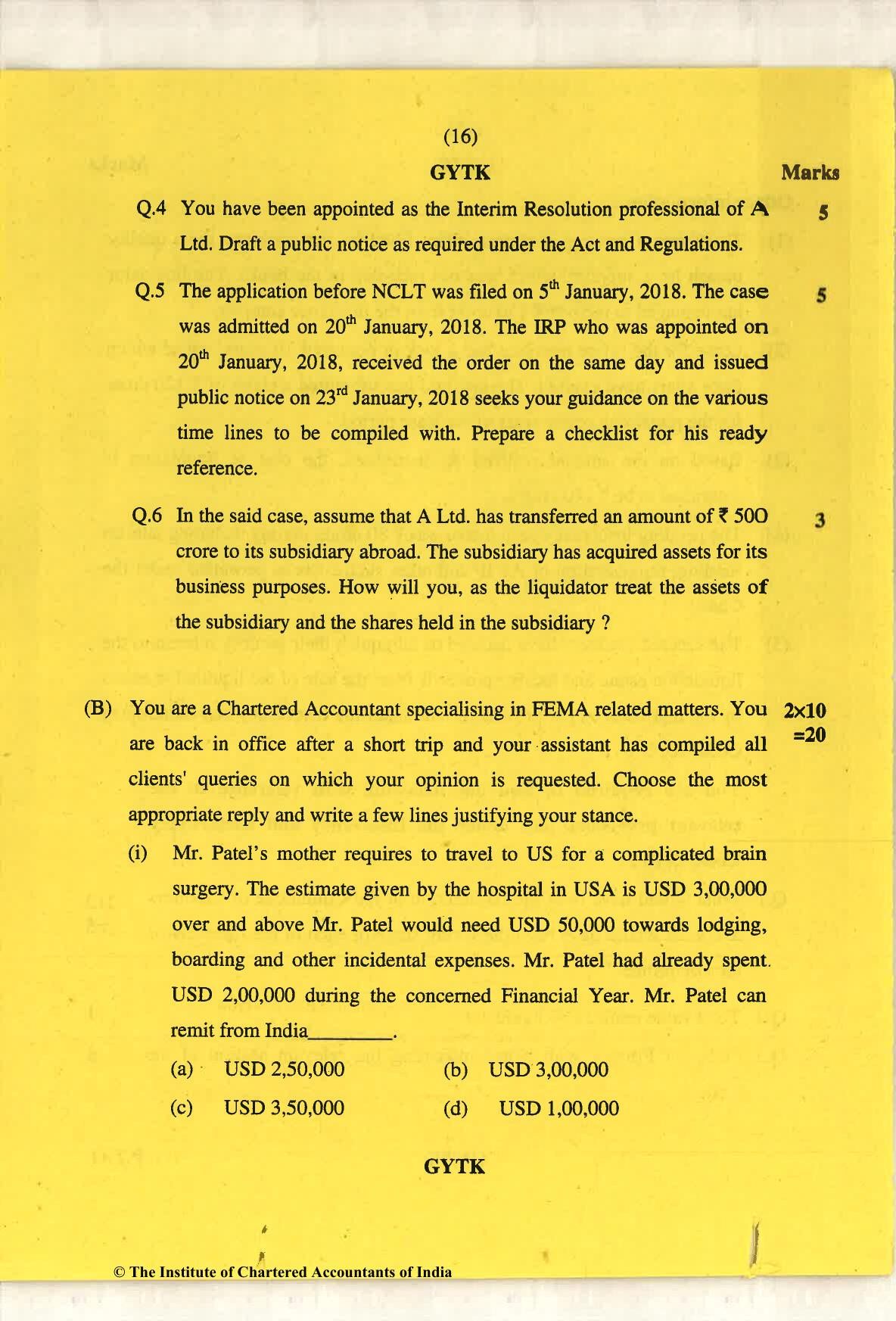 CA Final May 2018 Question Paper - Paper 6D – Economic Laws - Page 16