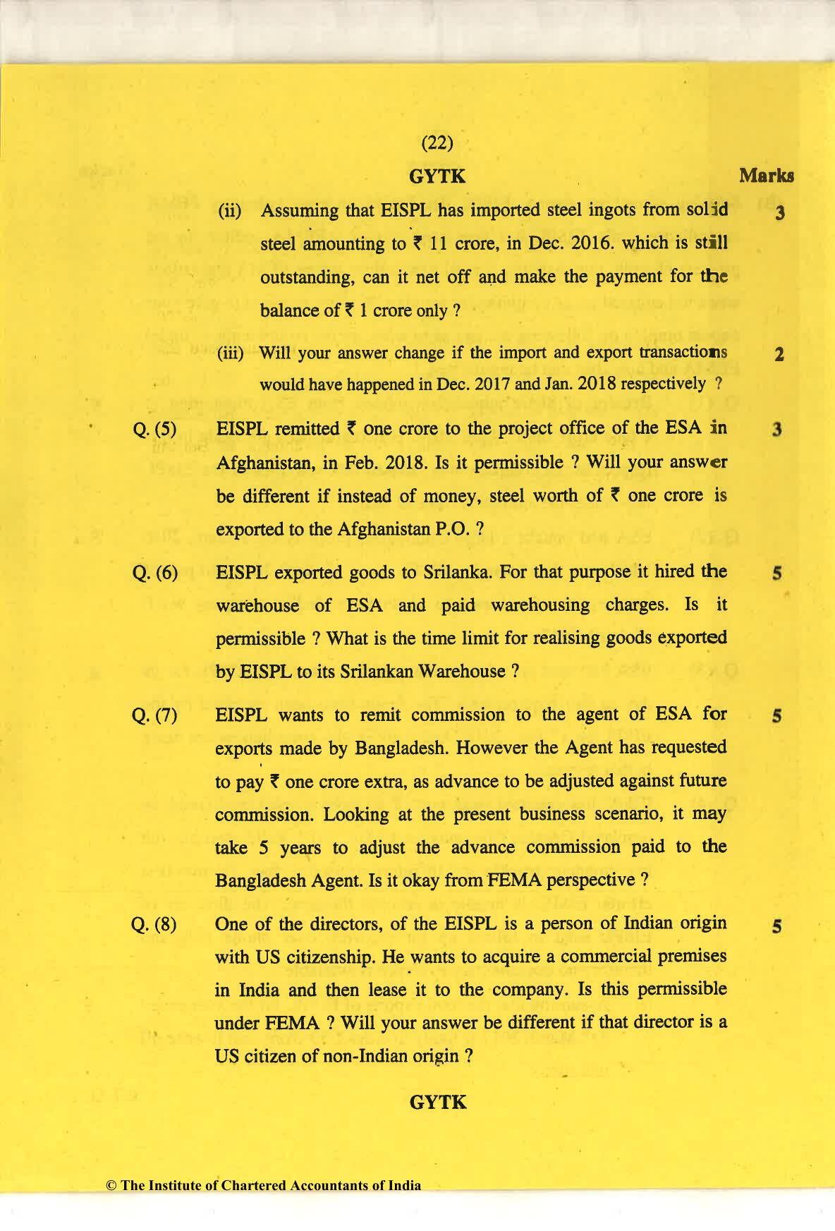 CA Final May 2018 Question Paper - Paper 6D – Economic Laws - Page 22