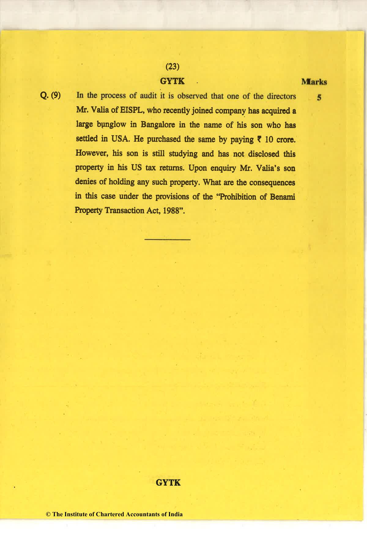CA Final May 2018 Question Paper - Paper 6D – Economic Laws - Page 23