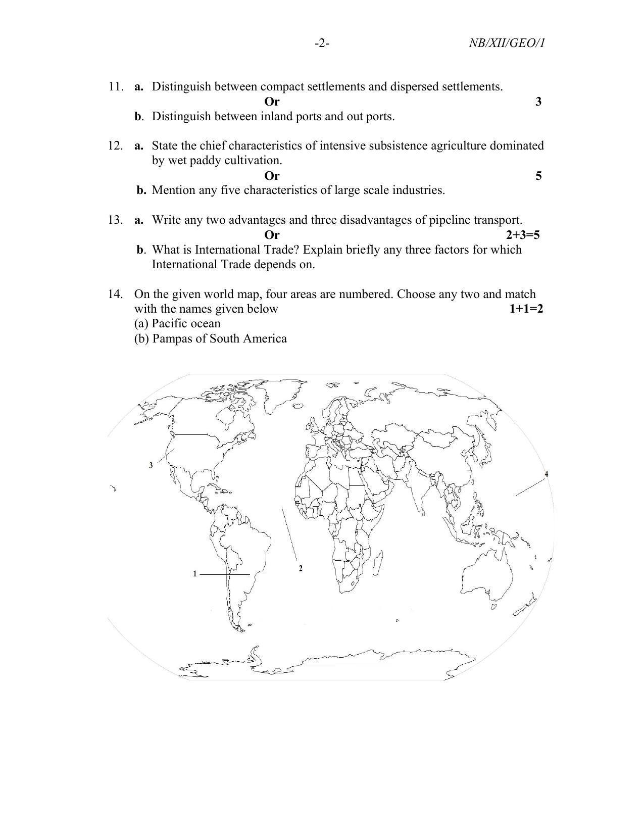 Nagaland Board Class 12 Geography 2022 Question Paper - Page 2