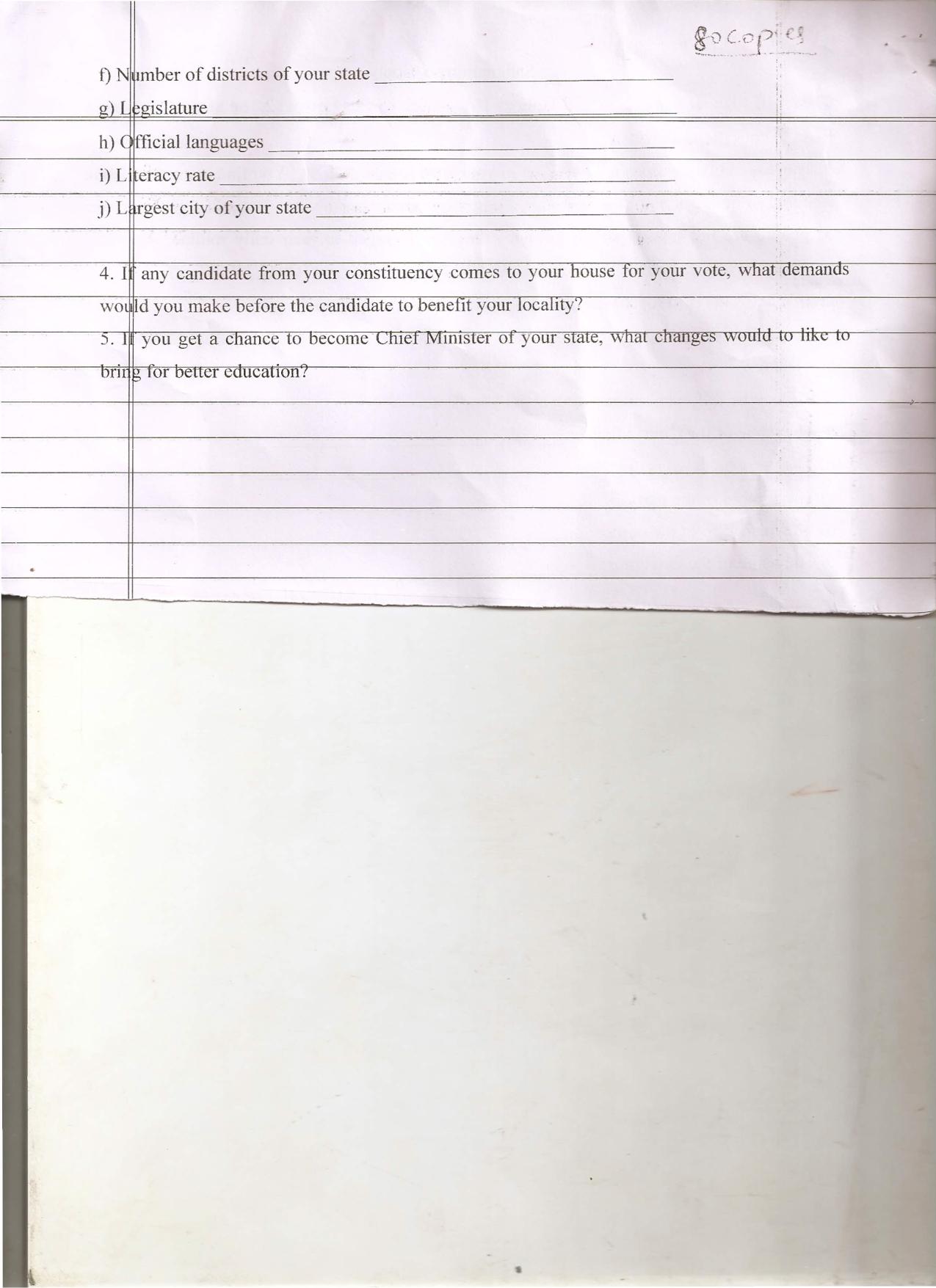 CBSE Worksheets for Class 7 Geography State Governments Assignment 3 - Page 2