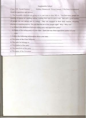 CBSE Worksheets for Class 7 Geography State Governments Assignment 3